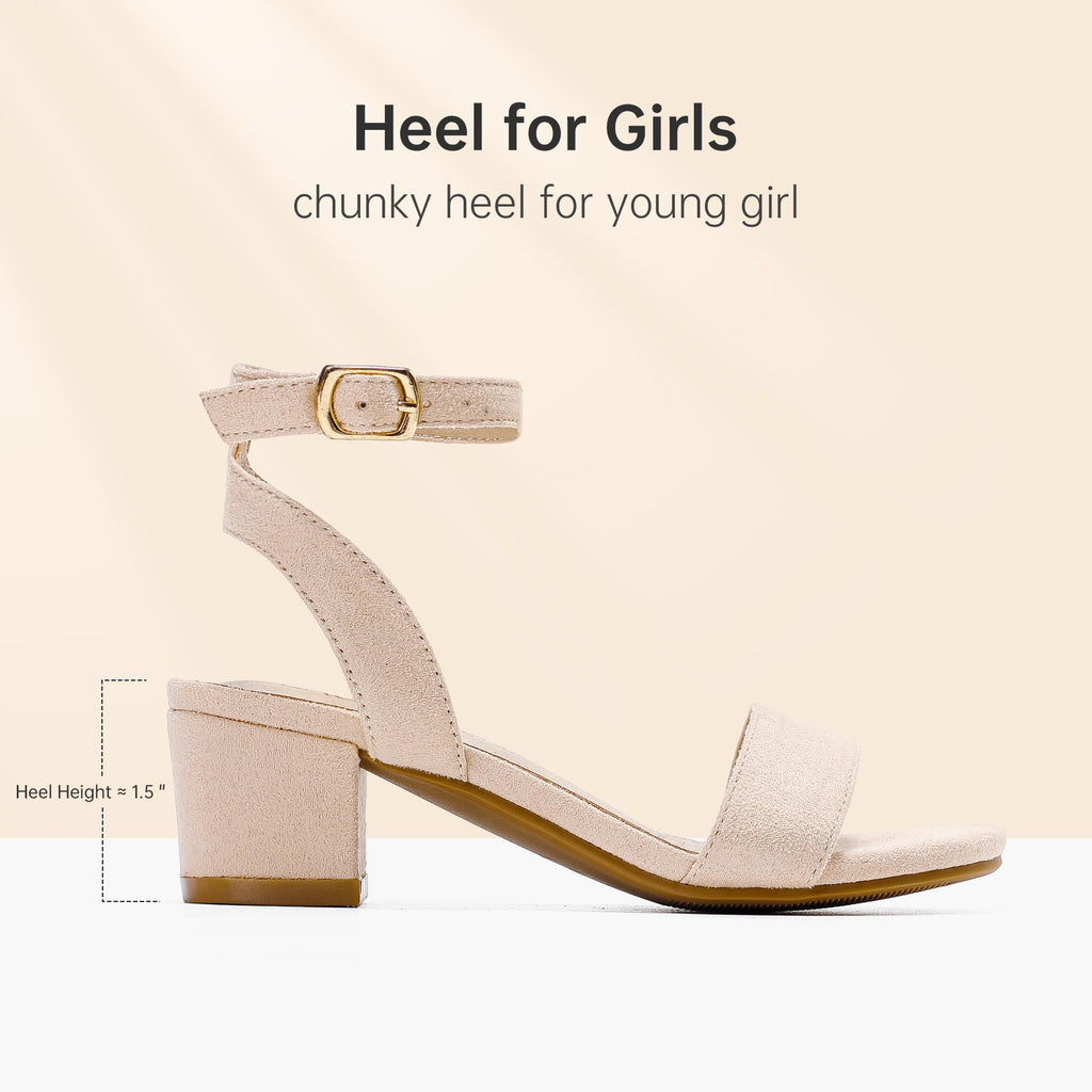 LAURMOSA High Heels for Kids Open Toe Dress Shoes for Girls Ankle Strap Pump Shoes Flower Girl Sandals Wedding Party for Little Big Kids