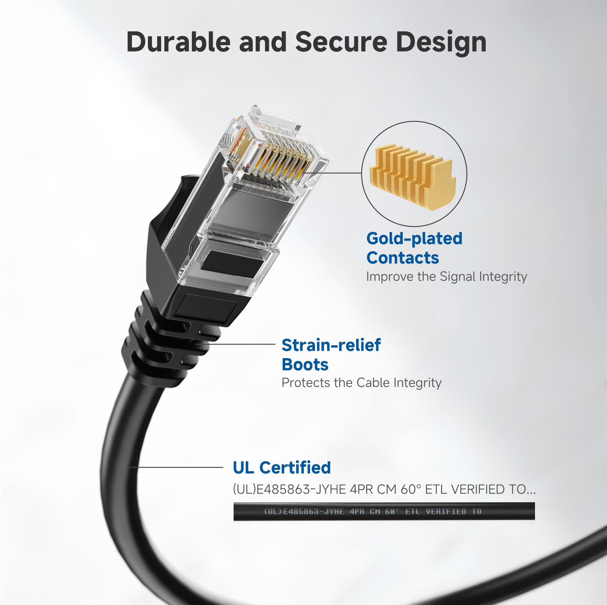 Cable Matters 1Gbps 8-Pack Snagless Short Cat 5e Ethernet Cable - 1ft, Gigabit Cat5e Cable, Cat5e Ethernet Cord, Black