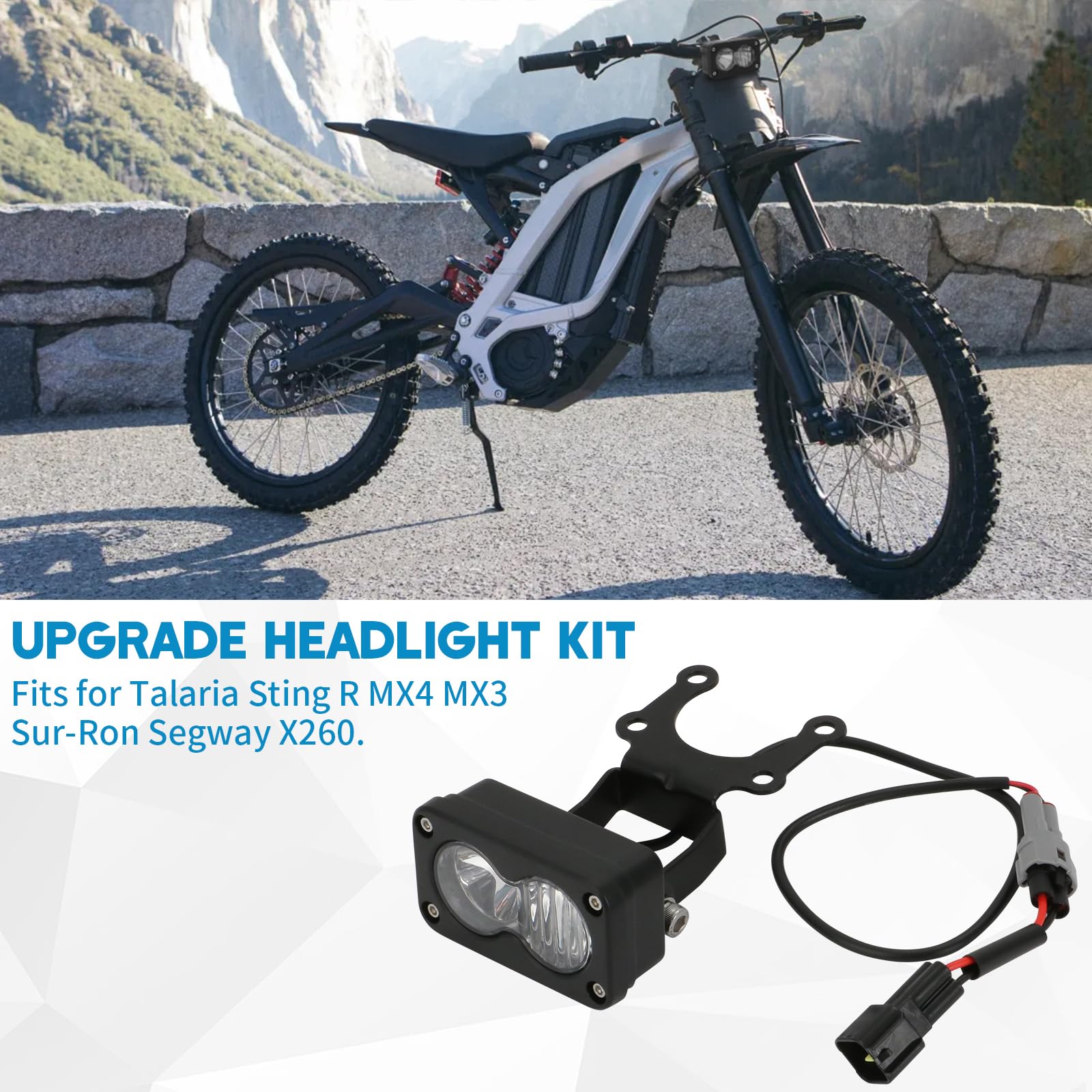 motoparty Headlight Kit for Sur-Ron Segway X260, Clear White 6000-6500K Spot/Flood Light Pods Combo Kit, Motorcycle Lights Bars Accessories, Bright Front Lamp （3 Inch）