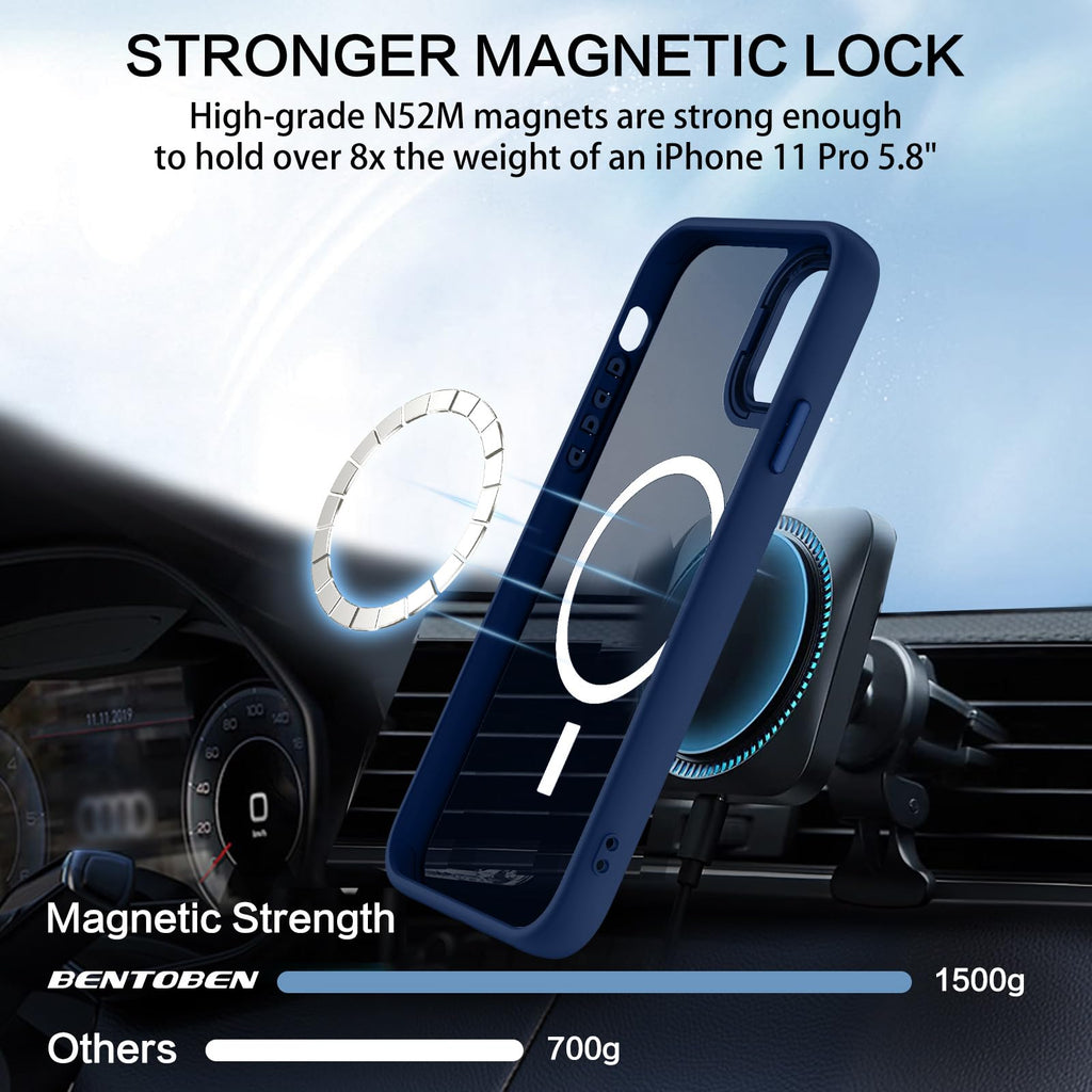 BENTOBEN for iPhone 11 Pro Case 2019 [Compatible with Magsafe] Translucent Matte Magnetic Phone Case iPhone 11 Pro 5.8" Slim Thin Shockproof Bumper Women Men Protective Cases Cover, Black