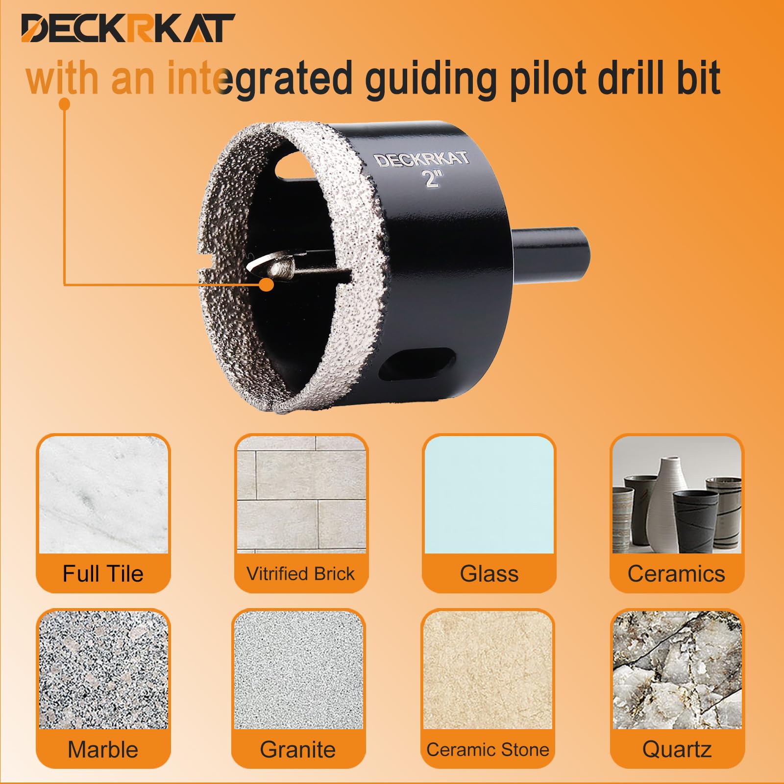 1 Inch Diamond Hole-Saw Bits with Pilot Drill Bit - 2pc 1" Diamond Tipped Tile Hole Saws with Guiding Bit Accurate Drilling for Porcelain Tile Ceramic Pottery Granite Stone Glass Bottles 25mm