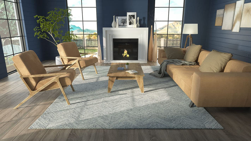 Momeni Charles Wool Hand Tufted Contemporary Indoor Area Rug, Blue, 2' X 3'