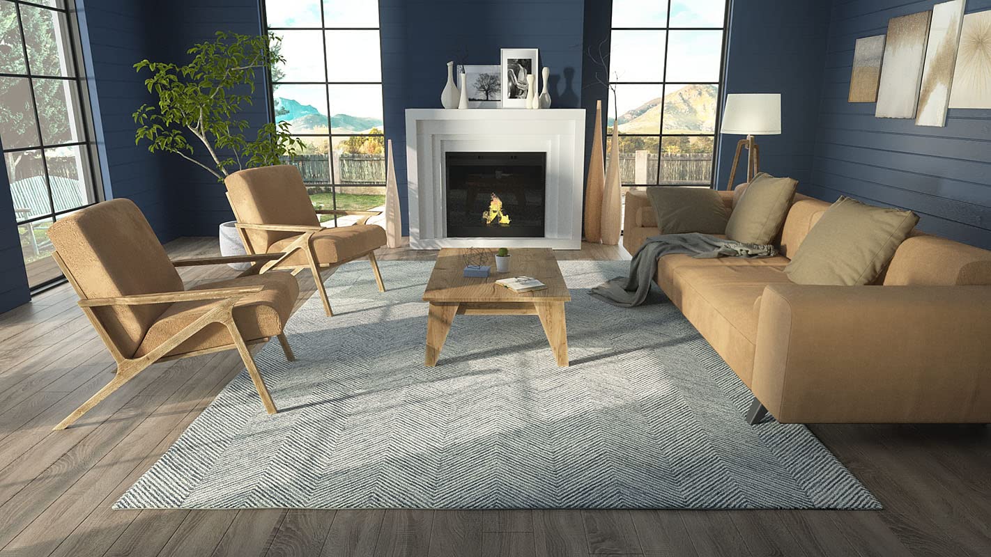Momeni Charles Wool Hand Tufted Contemporary Indoor Area Rug, Blue, 2' X 3'
