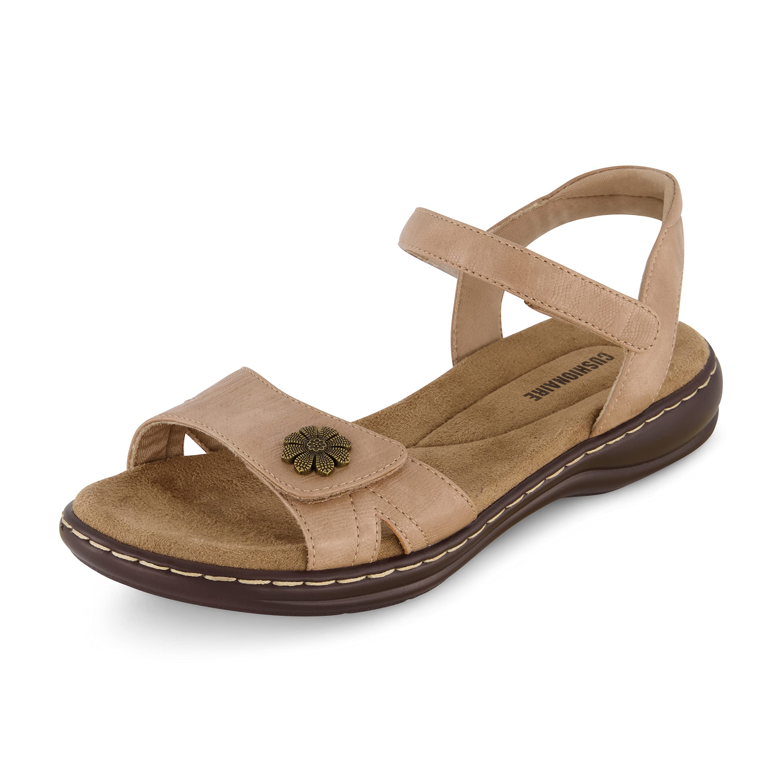 CUSHIONAIRE Bloom Comfortable Dressy Womens Sandals with Arch Support, Adjustable Straps, and Memory Foam Footbed.