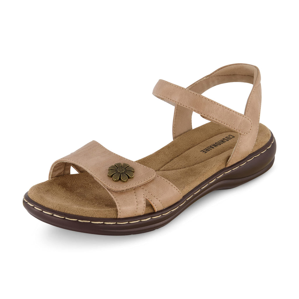 CUSHIONAIRE Bloom Comfortable Dressy Womens Sandals with Arch Support, Adjustable Straps, and Memory Foam Footbed.