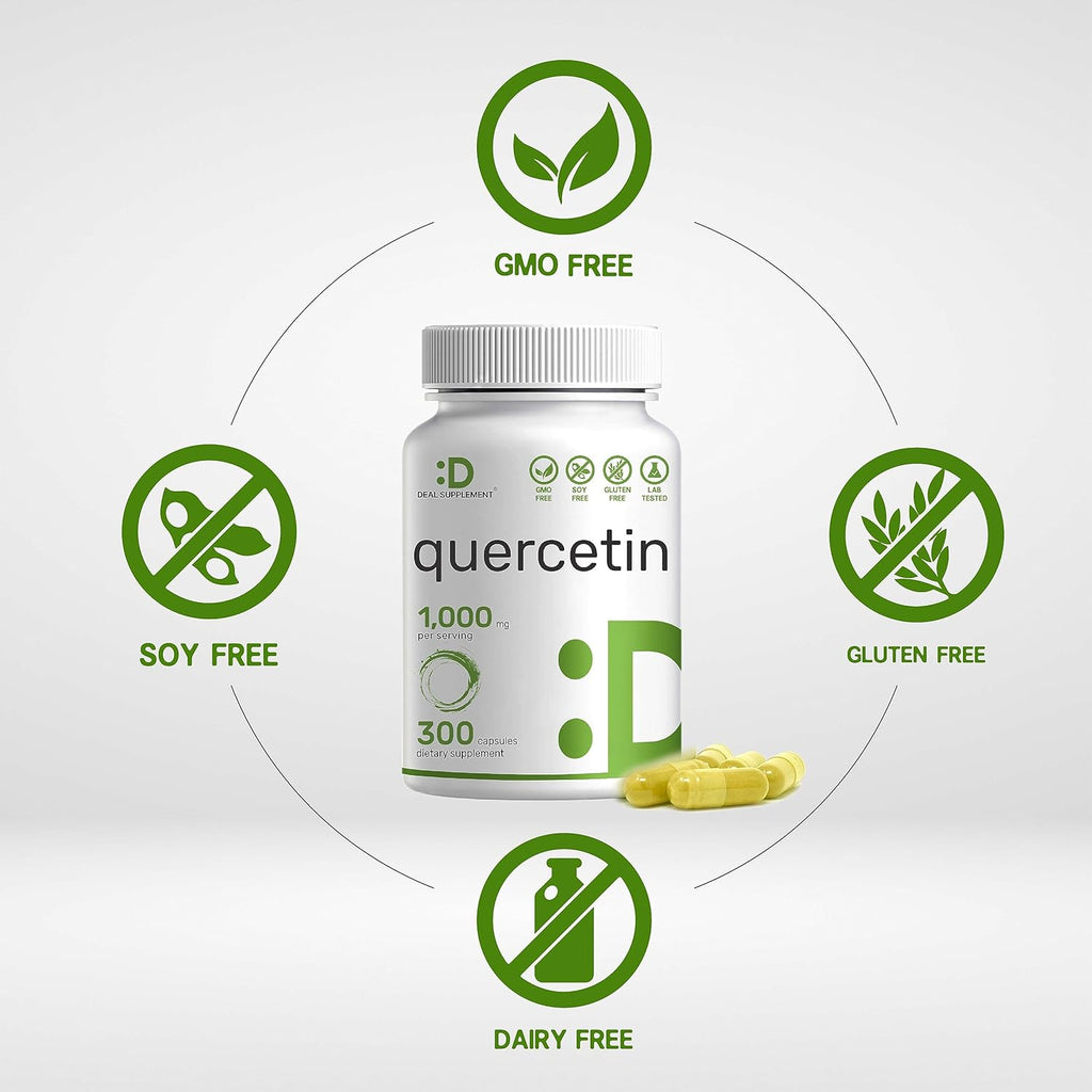 DEAL SUPPLEMENT Quercetin 1,000mg Per Serving, 300 Capsules – Healthy Immune Support Supplements, High Bioavailable Flavonoids, Natural Antioxidant – Non-GMO, Soy Free, No Gluten