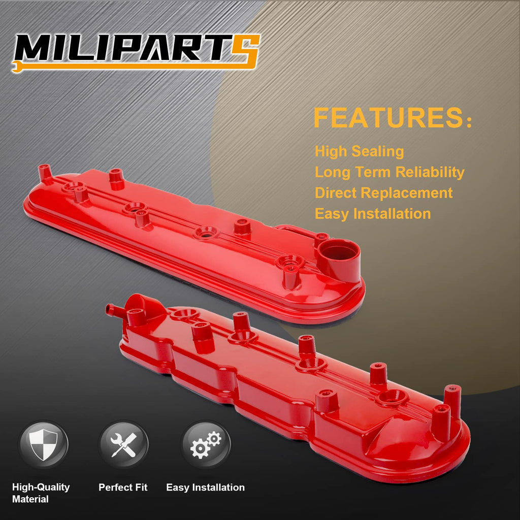 Upgrade Aluminum Engine Valve Covers Compatible with 1999-2008 Cadillac Escalade Chevy Silverado, Suburban Tahoe Trailblazer GMC Sierra Yukon Replaces Parts 12570427 12582224