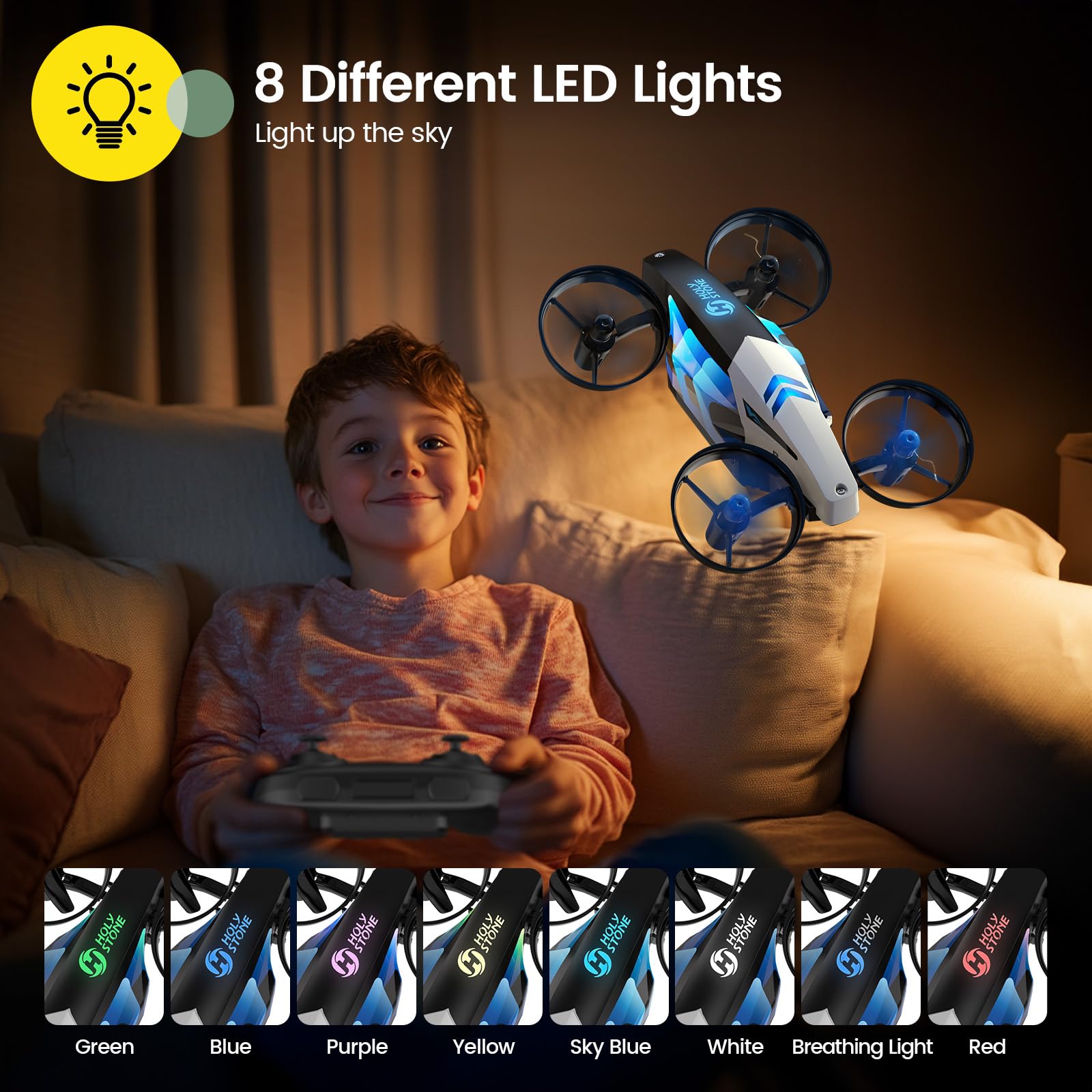 Holy Stone HS210T Drones for Kids, 2 IN1 MINI Indoor Drone with Land & Fly Mode, Four Posture Deformations RC Quadcopter with 3D Flip, Auto Hovering, Easter day& Birthday Toy Gift for Boys and Girls