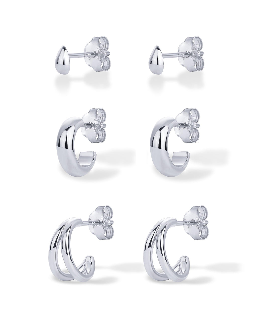 PAVOI Gold Hoop Earrings for Women - 14K-18K Yellow Gold Plated 925 Sterling Silver - Hypoallergenic 3-Pair Small Hoop Earings Set with Cubic Zirconia - Rope Teardrop & Chunky Huggie Styles Earscape Piercings