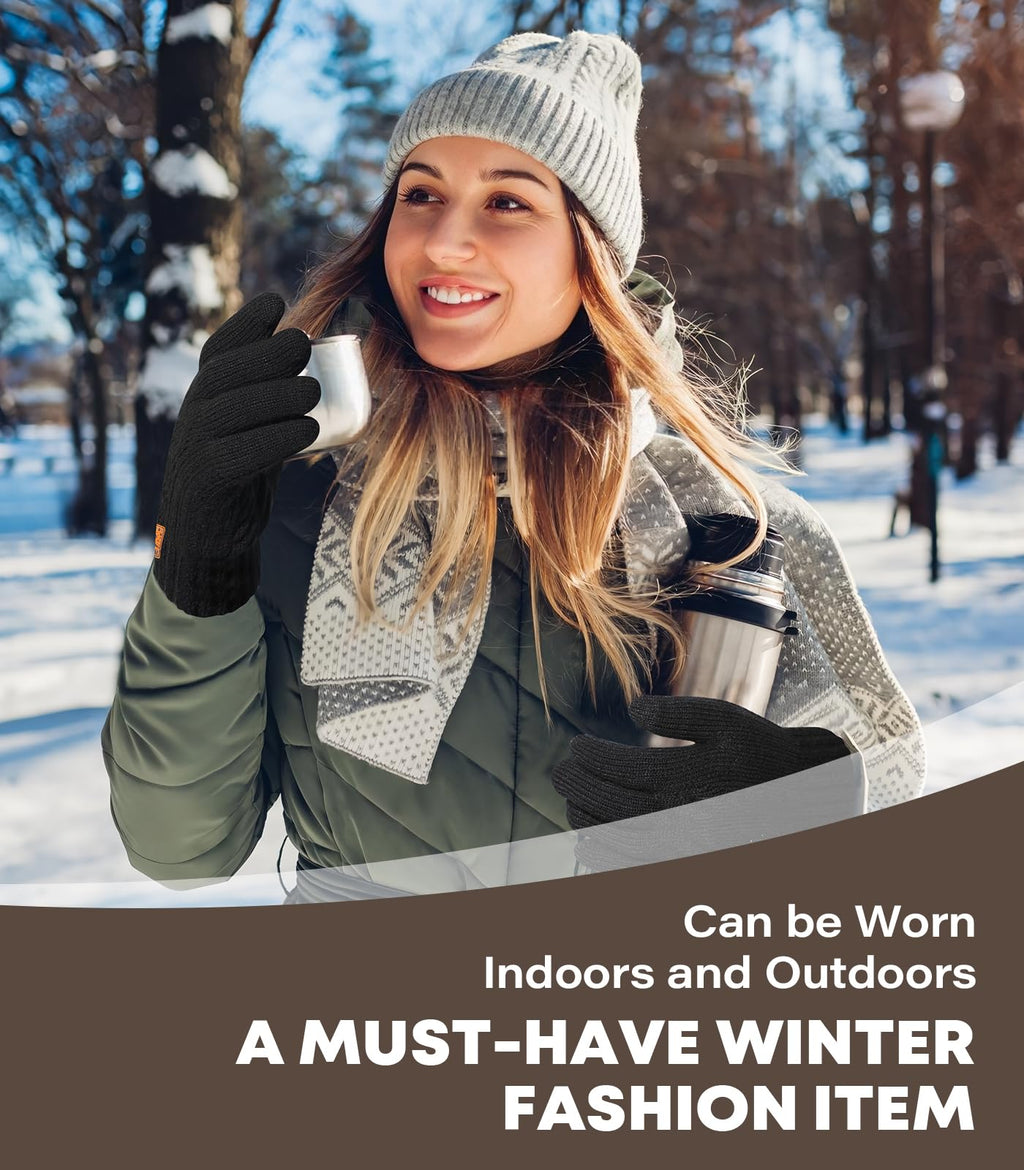 CHENMEI Winter Gloves for Men Women-Warm TouchScreen Cold Weather Gloves,Wool Knit Thermal Adults Gloves for Driving Texting