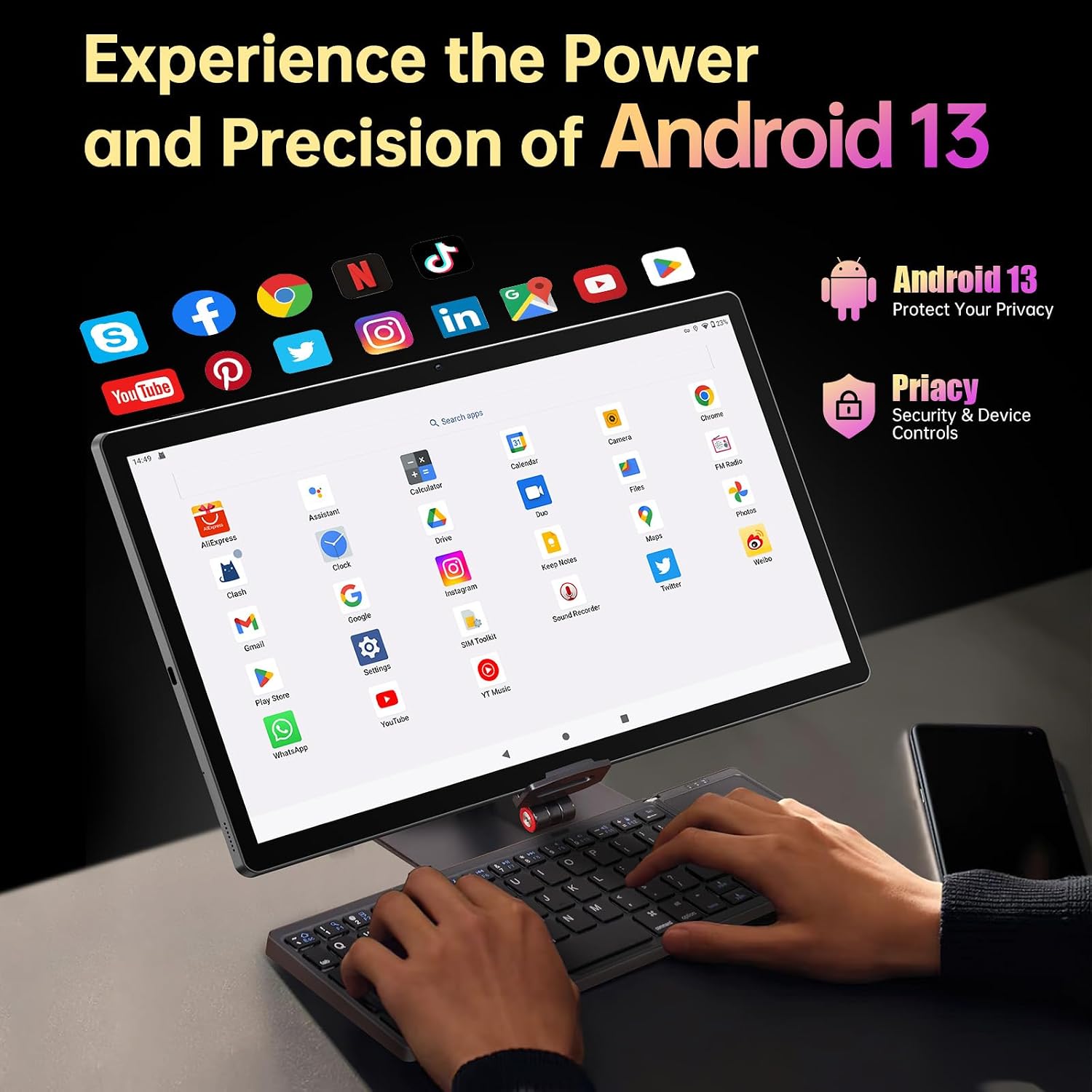 Tablet 15.6 Inch Android 13 Tablet, Large Screen Big Tablet with 1080P IPS HD Display, 8Core, 6GB+128GB, Wi-Fi 5, 512G TF Card Support, 12000mAh All-Day Battery Life, 5+13MP Cameras-Silver