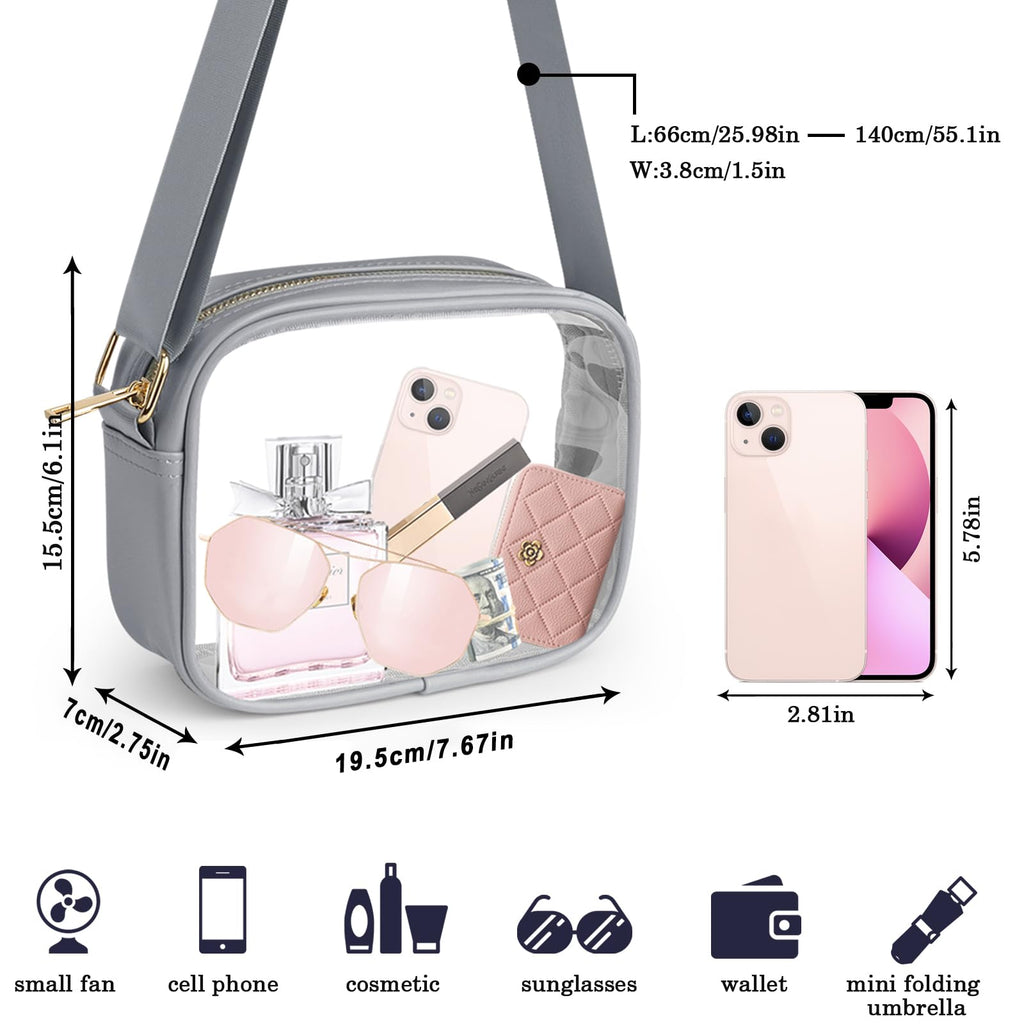 KETIEE Clear Crossbody Bag, Stadium Approved Clear Purse Bag for Concerts Sports Events Festivals
