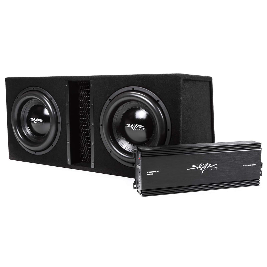 Skar Audio Single 8" Complete 1,200 Watt EVL Series Subwoofer Bass Package - Includes Loaded Enclosure with Amplifier
