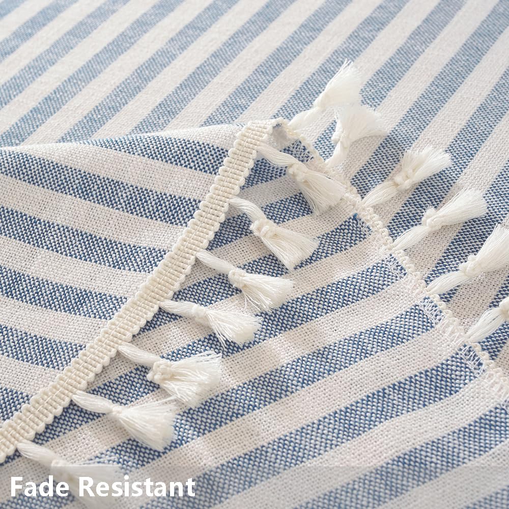 TruDelve Cotton Table Cloth Square Tables Beige Striped Tablecloths Fall Outdoor Tablecloth for Picnic Table Cover (Beige,55"x55",Square)