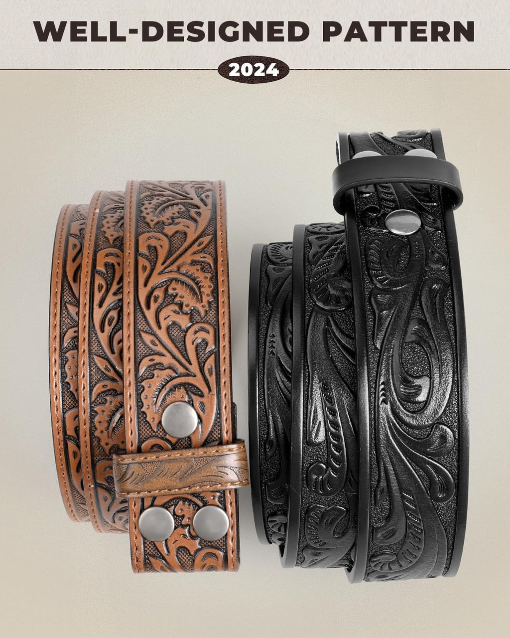BELTROAD Western Leather Belt Strap for Men Women Cowboy Cowgirl Leather Mens Belts for Jeans Birthday Christmas Belt Gifts