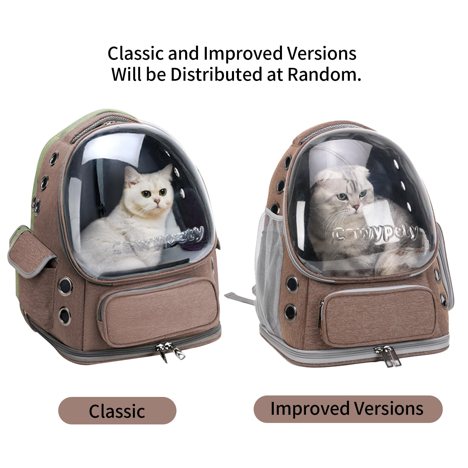 Cawypety Cat Backpack Carrier, Breathable Cat Carrier Large Space Bubble Pet Backpack for Kitty Small Dog up to 12lbs, Transparent & Foldable Pet Carrier for Travel Hiking (Black