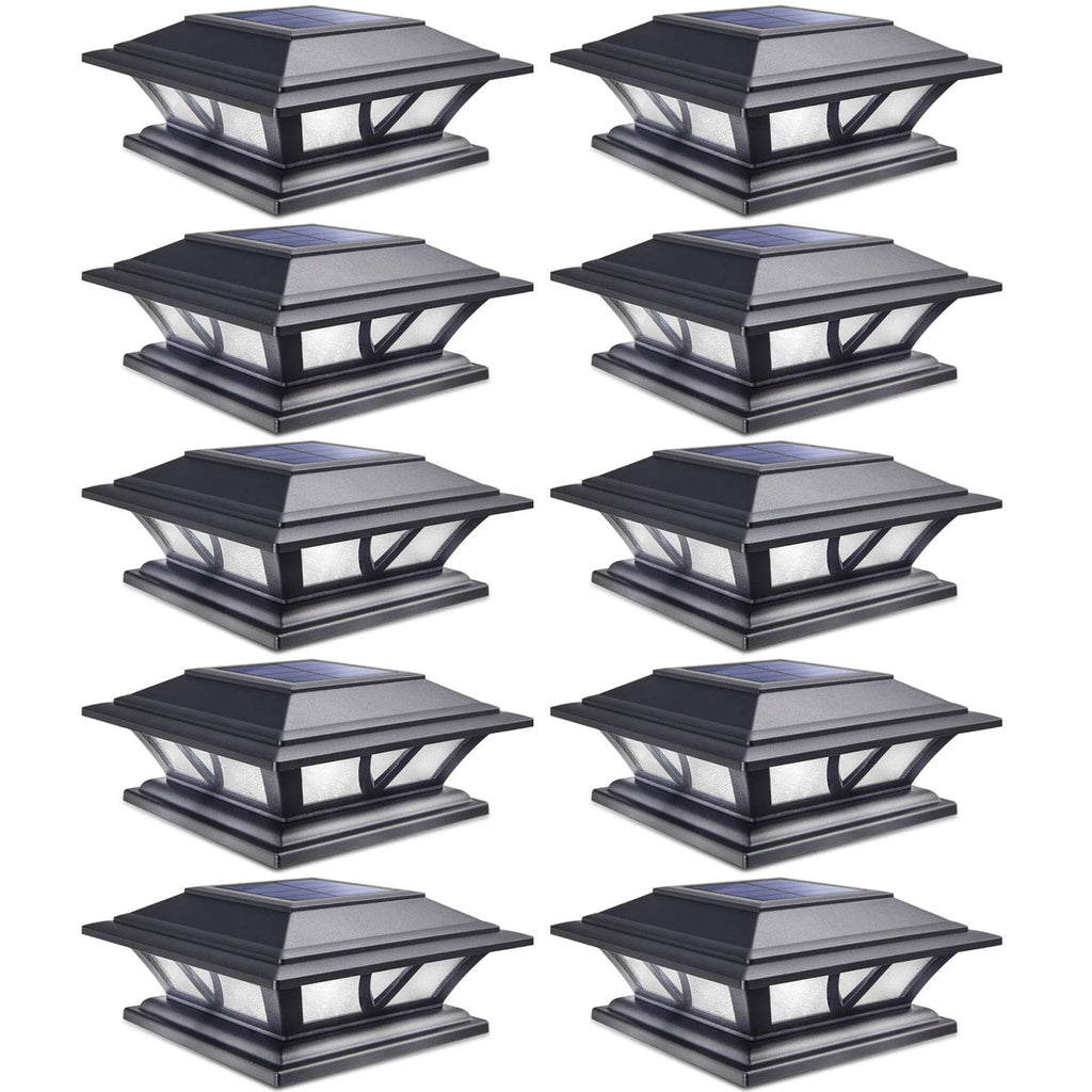 SIEDiNLAR Solar Post Lights Outdoor 2 Modes LED Deck Fence Cap Light for 4x4 5x5 6x6 Posts Patio Garden Decoration Warm White/Cool White Lighting Black (1 Pack)