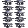 SIEDiNLAR Solar Post Lights Outdoor 2 Modes LED Deck Fence Cap Light for 4x4 5x5 6x6 Posts Patio Garden Decoration Warm White/Cool White Lighting Black (1 Pack)