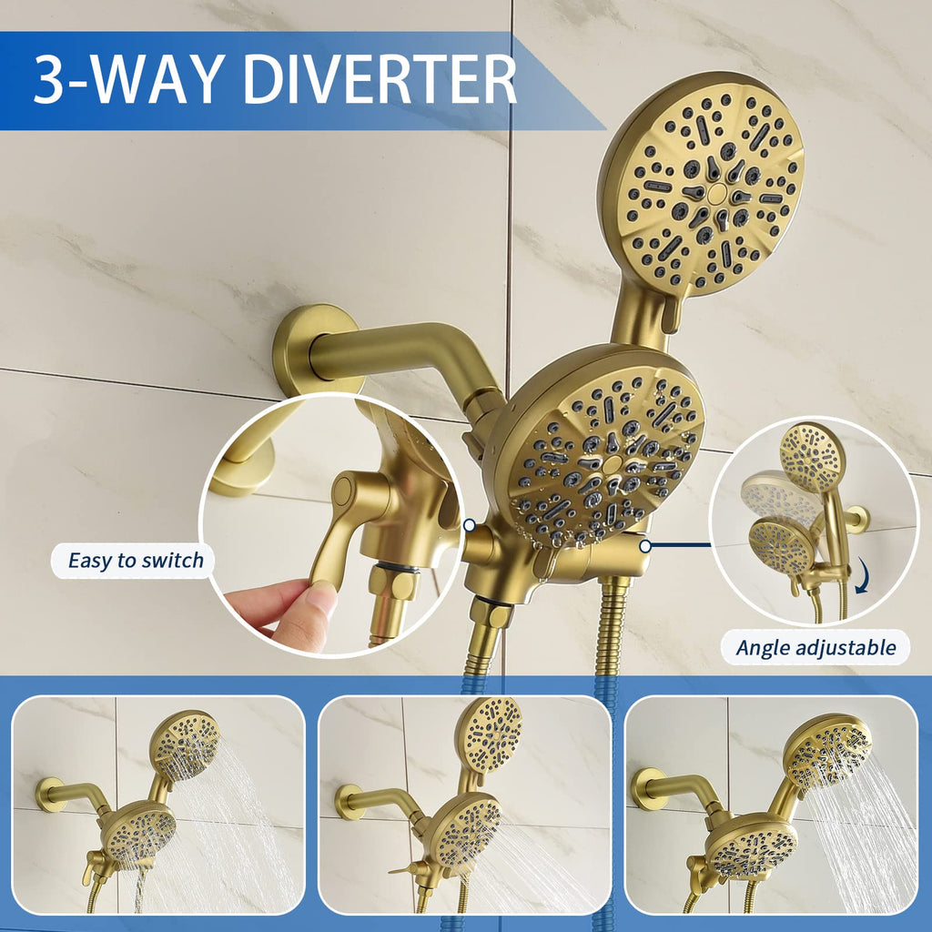 Shower Tub Kit Tub Shower Faucet Combo Set Bathtub Faucet Set Shower System with Tub Spout Shower Valve and Trim Kit Shower Fixtures Brushed Gold