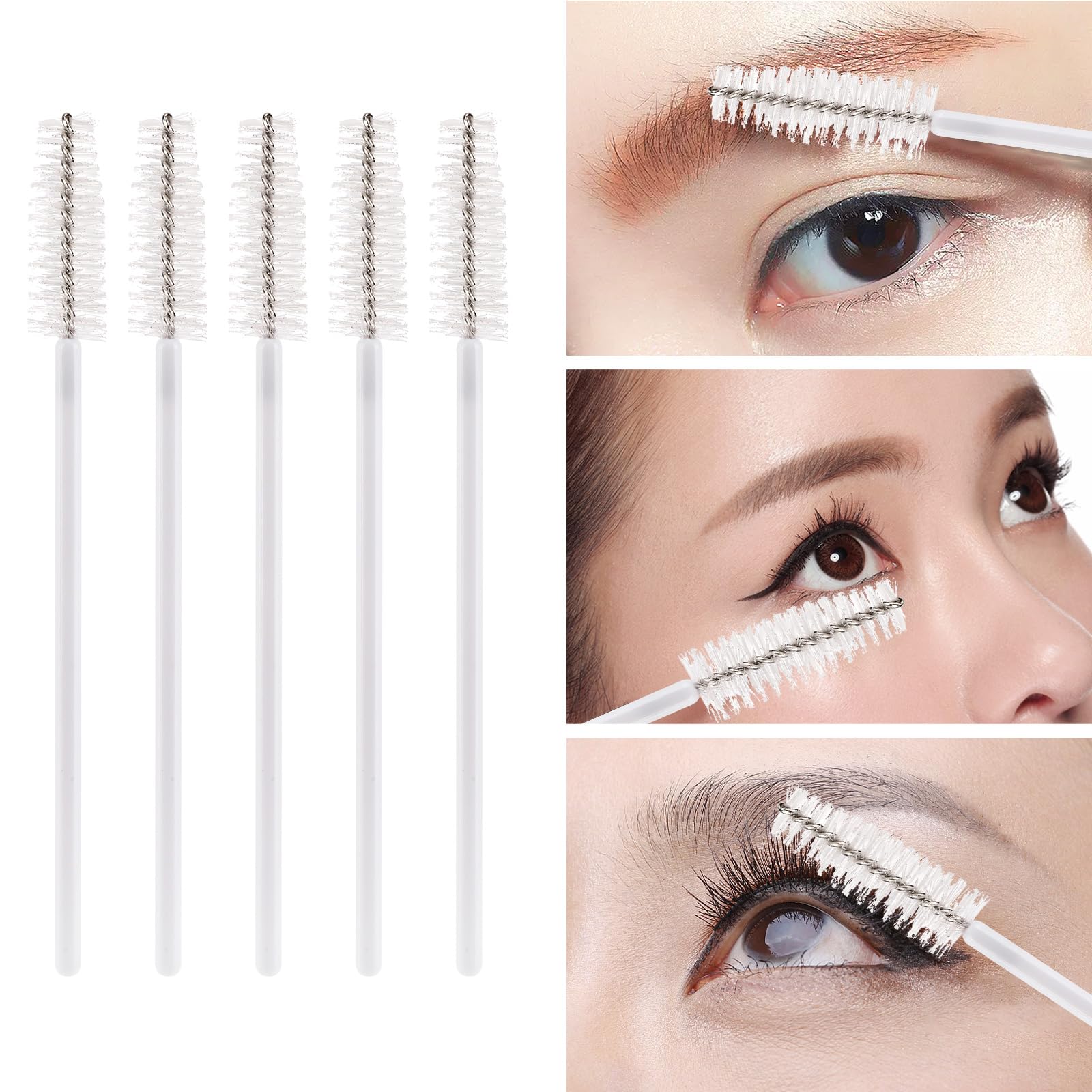 Tbestmax 500 Disposable Mascara Wands Eyelash Brush Spoolies for Eyebrow Eye Lash Extension, Makeup Brushes Applicators Kits - 5 Colors