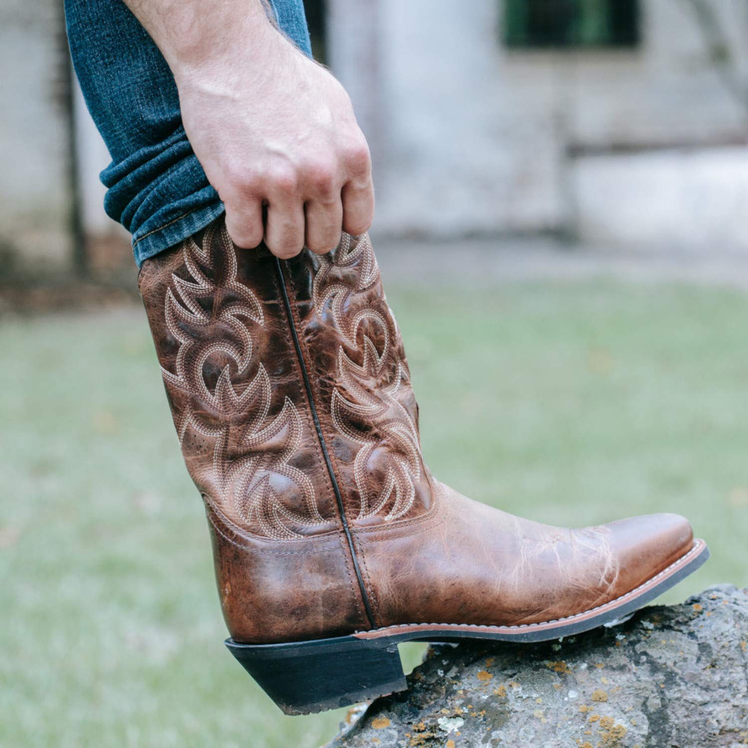 Laredo Mens Breakout Square Toe Pull On Casual Boots Mid Calf - Brown