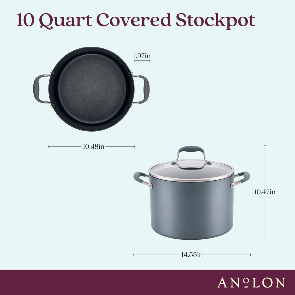 Anolon Advanced Home Hard Anodized Nonstick Sauce Pan/Saucepan with Straining and Lid, 2 Quart (2 Qt Straining Saucepan, Indigo)