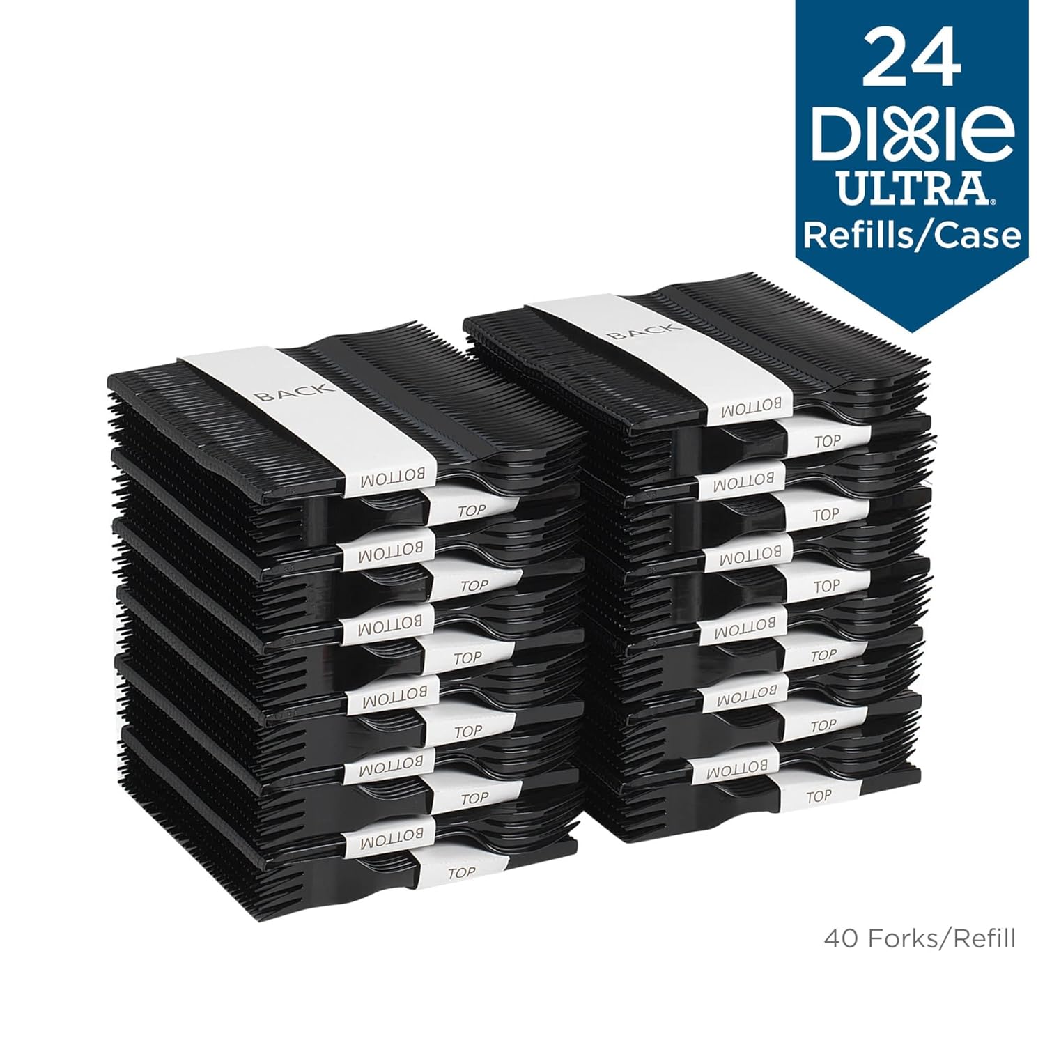Dixie SSF51 SmartStock Plastic Cutlery Refill, Forks, Black, 6.5 Inches, 40 Per Pack (Case of 24 Packs)