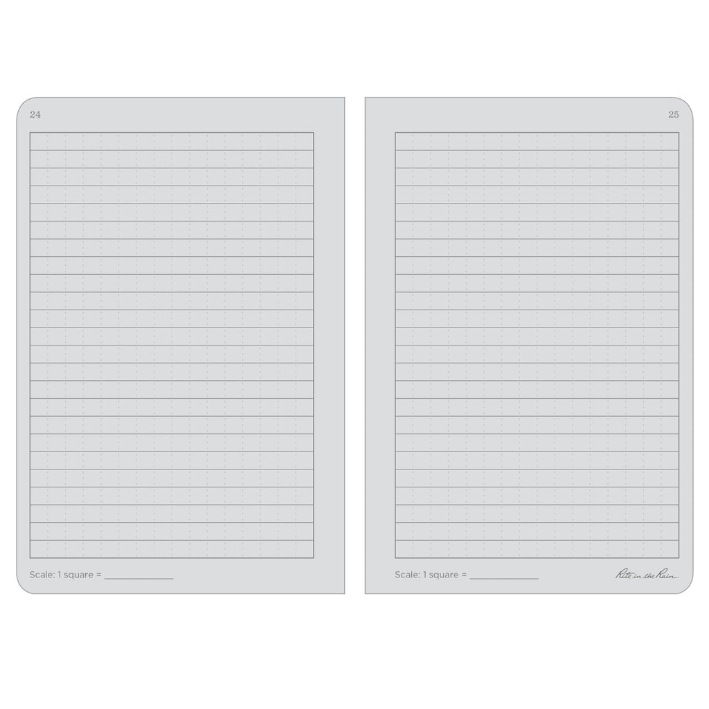 Rite In The Rain Weatherproof Stapled Notebook, 4.625" x 7", Black Cover, Universal Pattern, 3 Pack (No. 771FX)