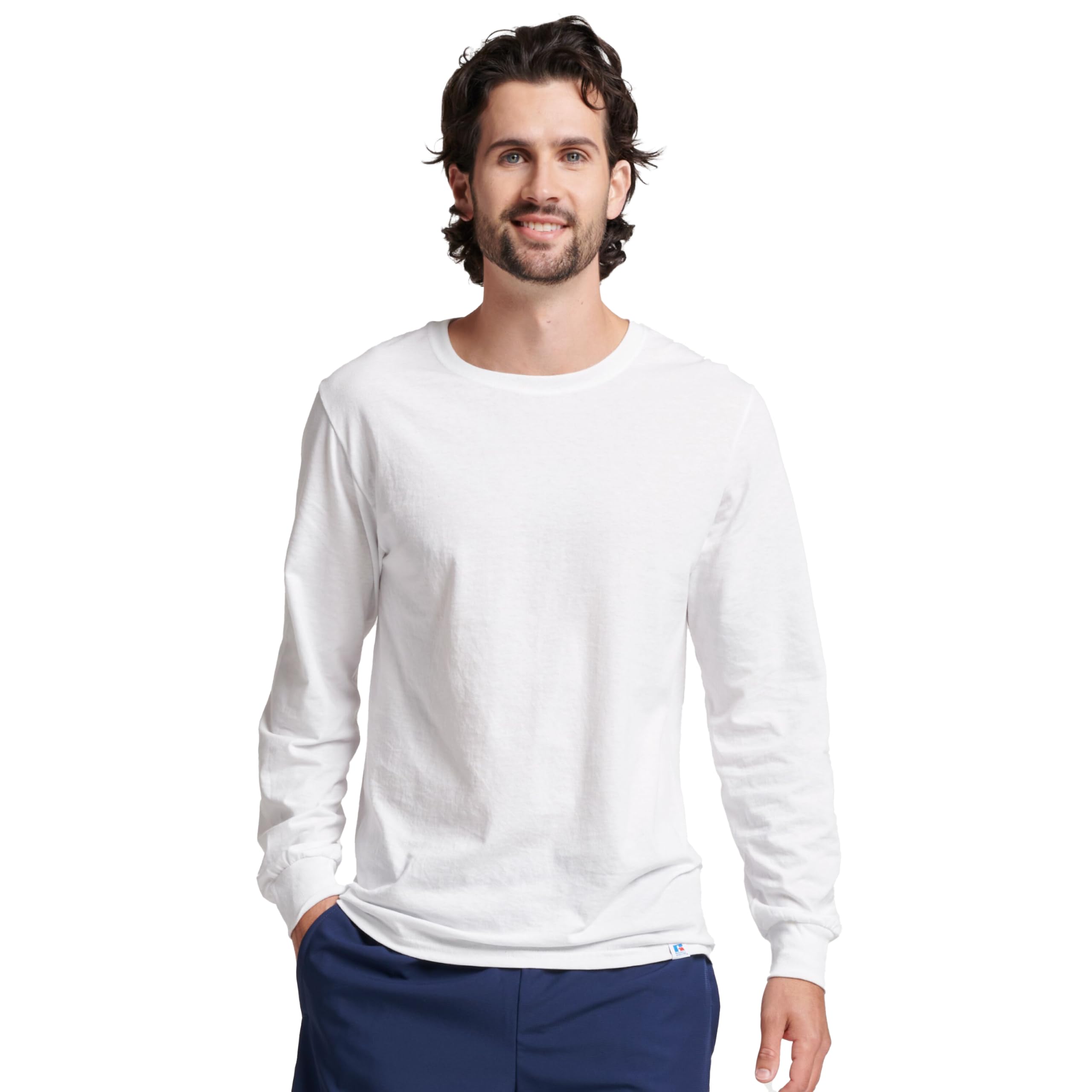 Russell Athletic Men's Dri-Power Long Sleeve Tees, Moisture Wicking, Odor Protection, UPF 30+
