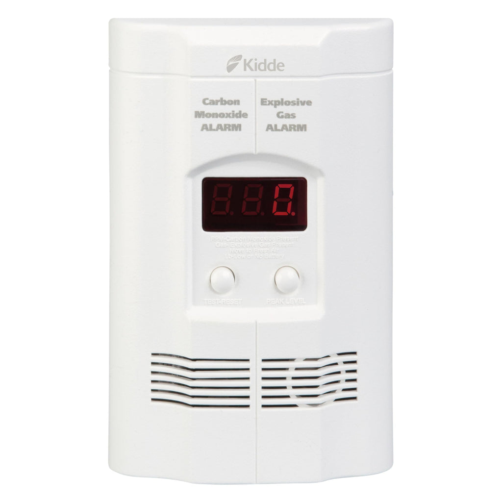 Kidde Carbon Monoxide + Explosive Gas, Natural Gas & Propane Alarm, Plug-in with 9V Battery Backup, Digital Display, 85 dB Alarm, LED Status Indicators, 3rd Edition
