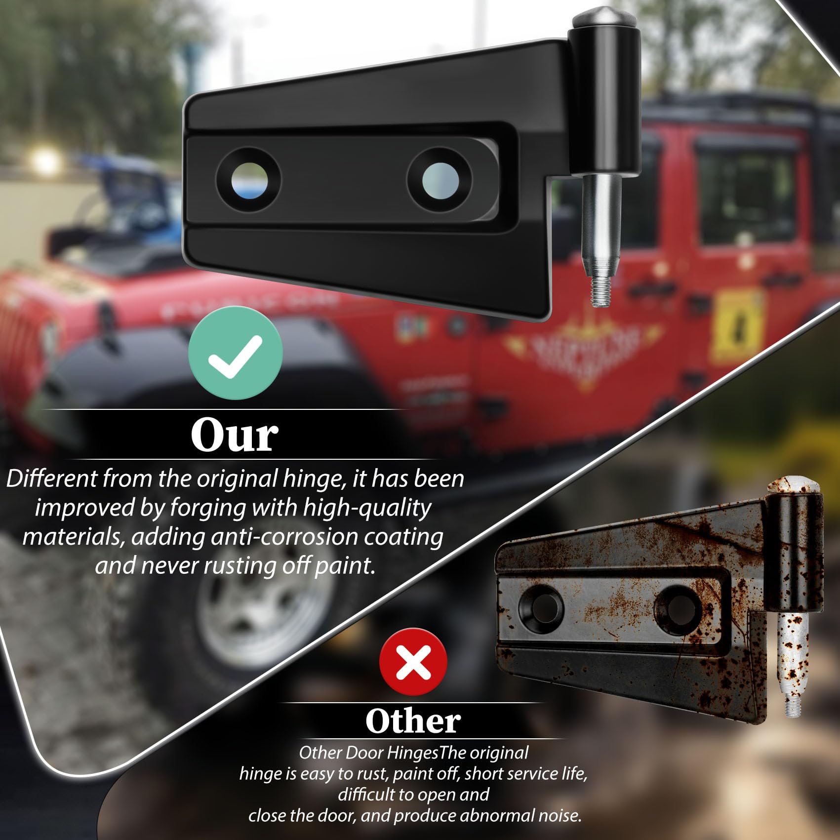 Jeep Wrangler JK 2 Door Hinge Assembly Kits Compatible with 2007-2018 Jeep Wrangler JK JKU Rubicon Unlimited Sahara Inside and Outside (2 Door), Jeep Wrangler JK JKU 2 Door Hinge 8PCS with 18 Bolts