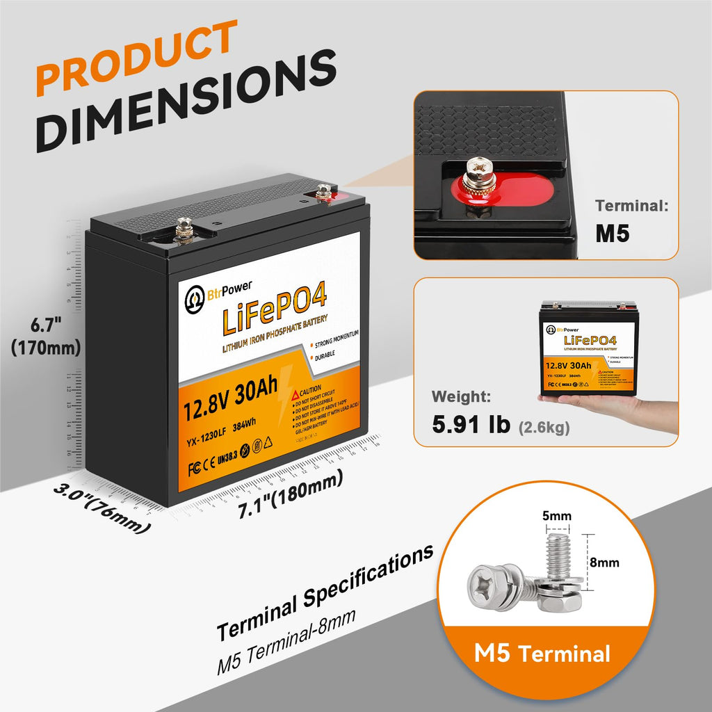 12V Lithium Battery,5000+ Deep Cycle LiFePO4 Battery with Built-in 100A BMS fit for Home Storage,Trolling Motor,RV,Off-Grid System,Solar Power System,Marine (2PACK-12V100AH)
