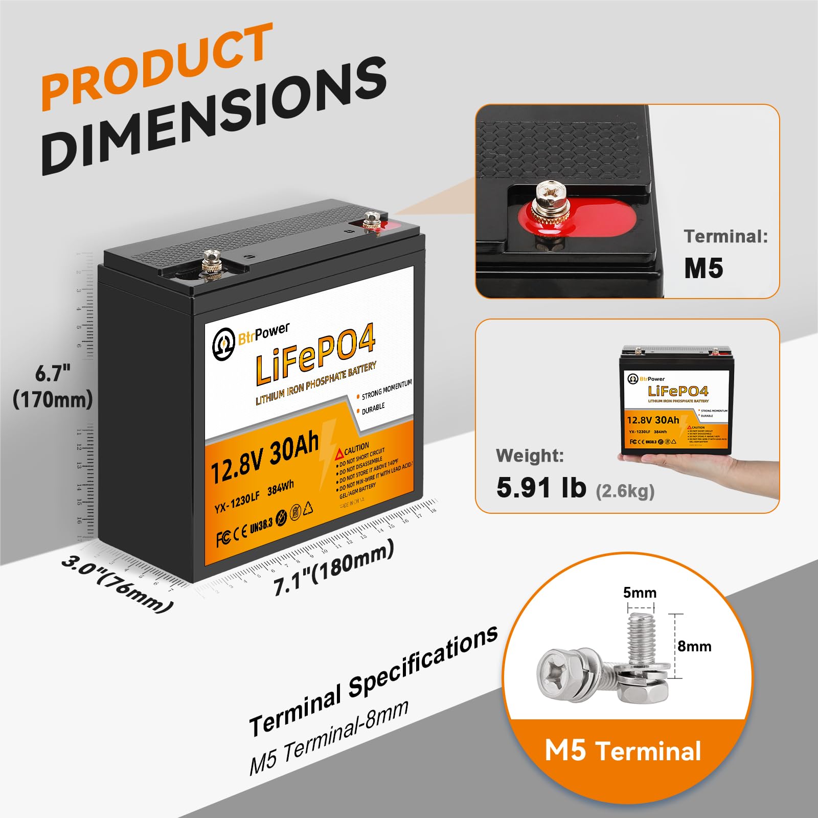 12V Lithium Battery,5000+ Deep Cycle LiFePO4 Battery with Built-in 100A BMS fit for Home Storage,Trolling Motor,RV,Off-Grid System,Solar Power System,Marine (2PACK-12V100AH)