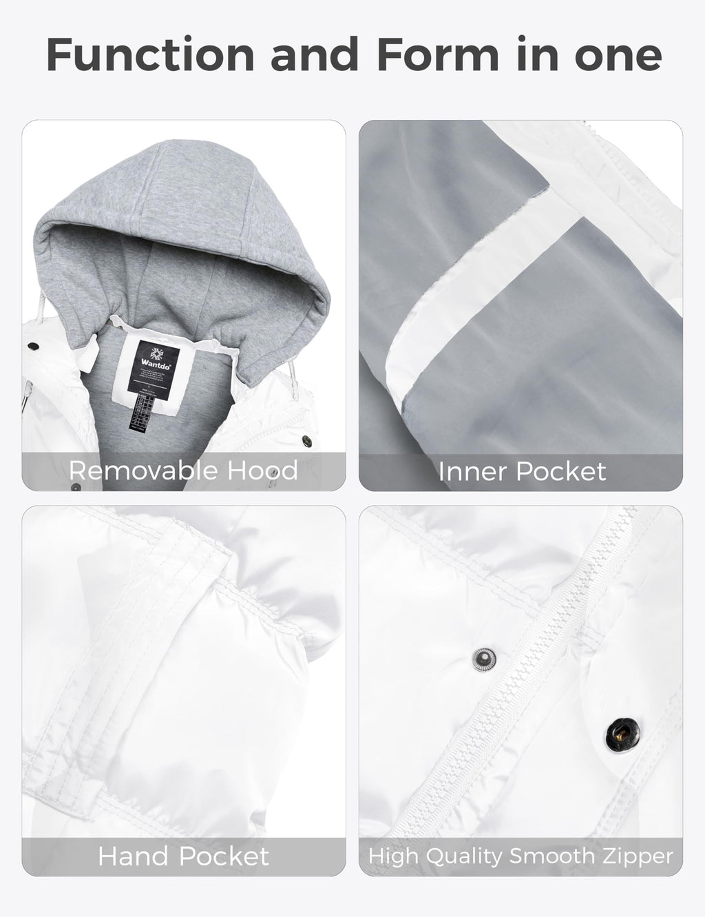 Wantdo Women's Quilted Puffer Vest Thicken Warm Winter Coat with Removable Hood