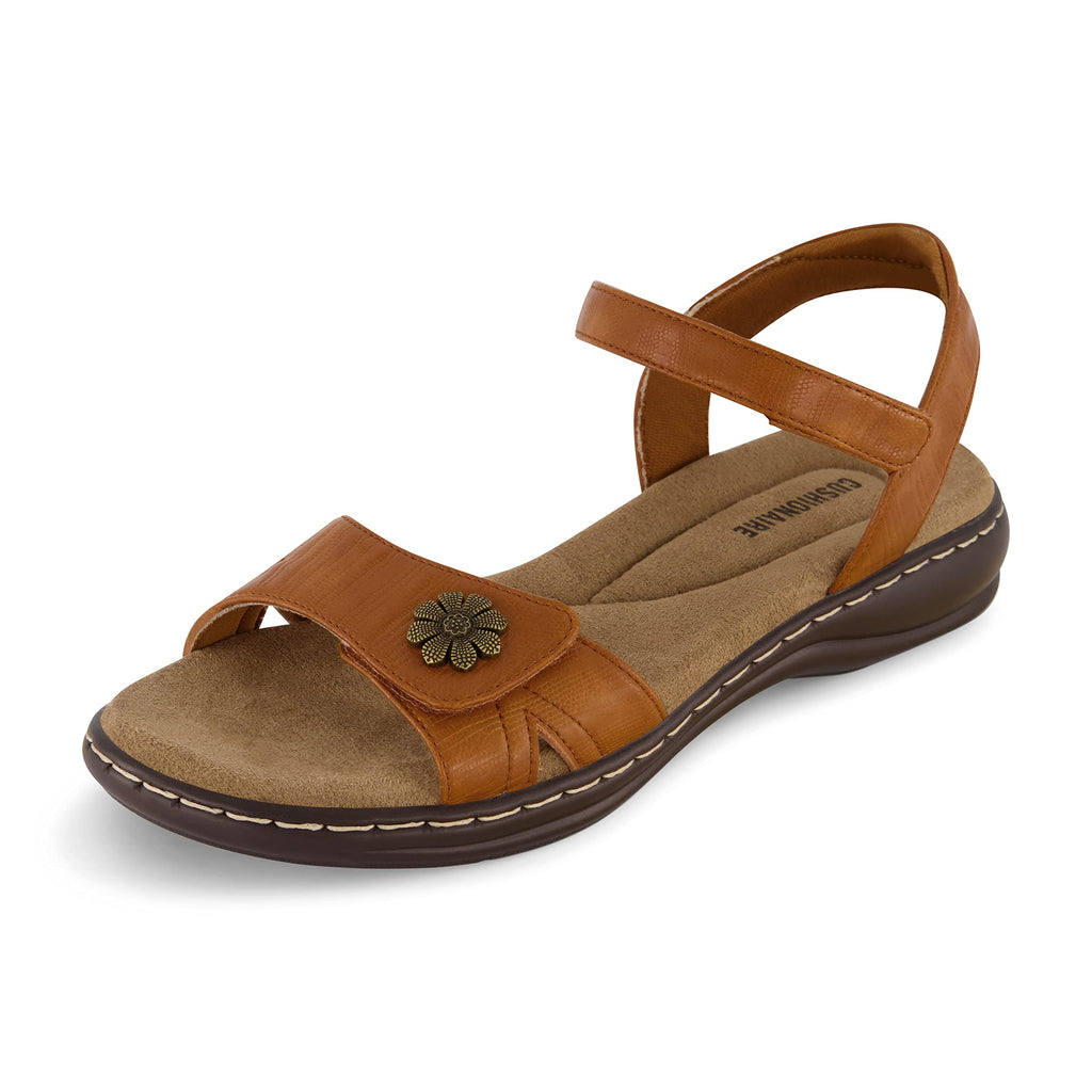 CUSHIONAIRE Bloom Comfortable Dressy Womens Sandals with Arch Support, Adjustable Straps, and Memory Foam Footbed.