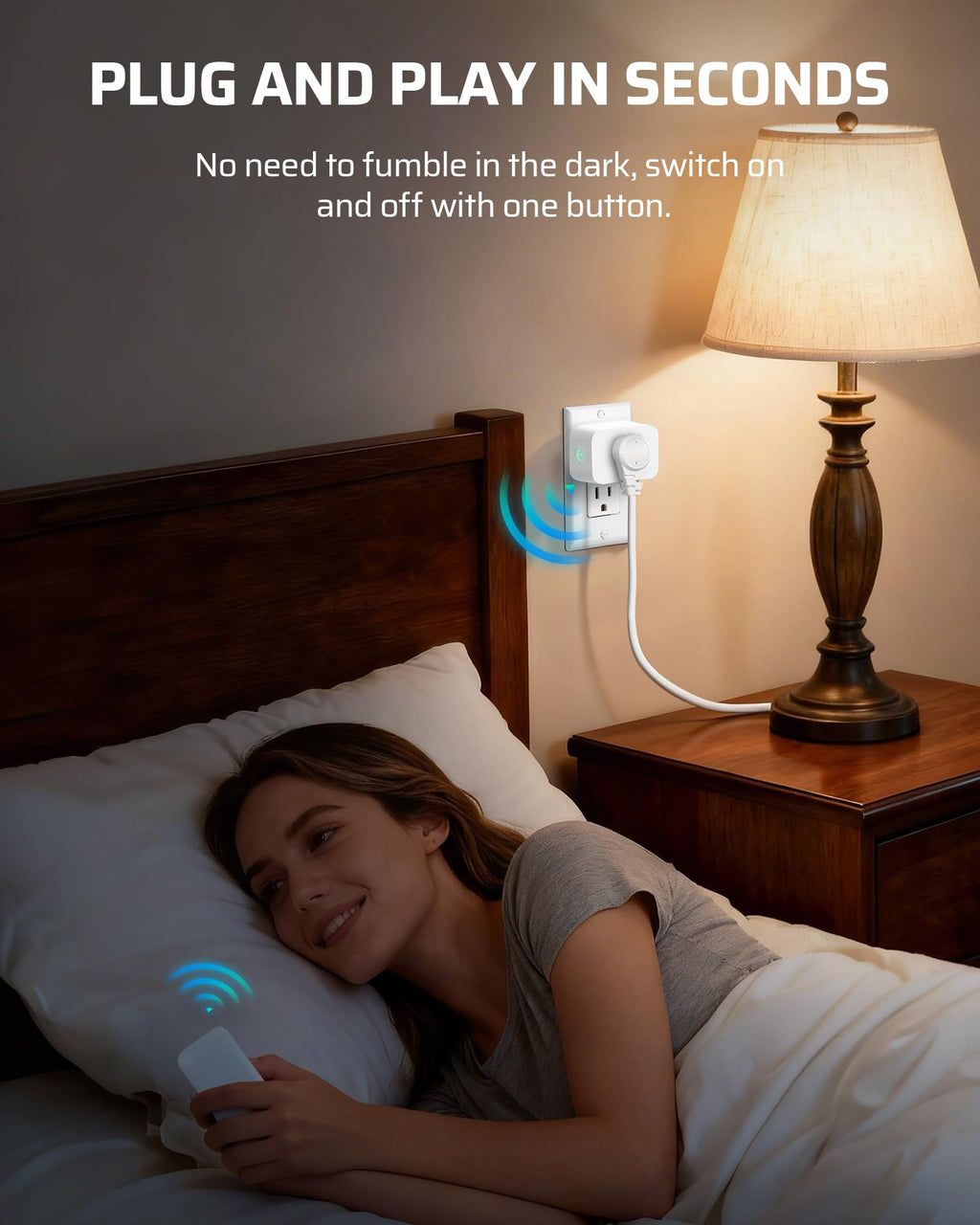 DEWENWILS Indoor Remote Control Outlet, Wireless Remote Light Switch, No Interference Remote Outlet Switch, No Wiring, 15A/1875W, 100ft RF Range, Compact Design, Programmable