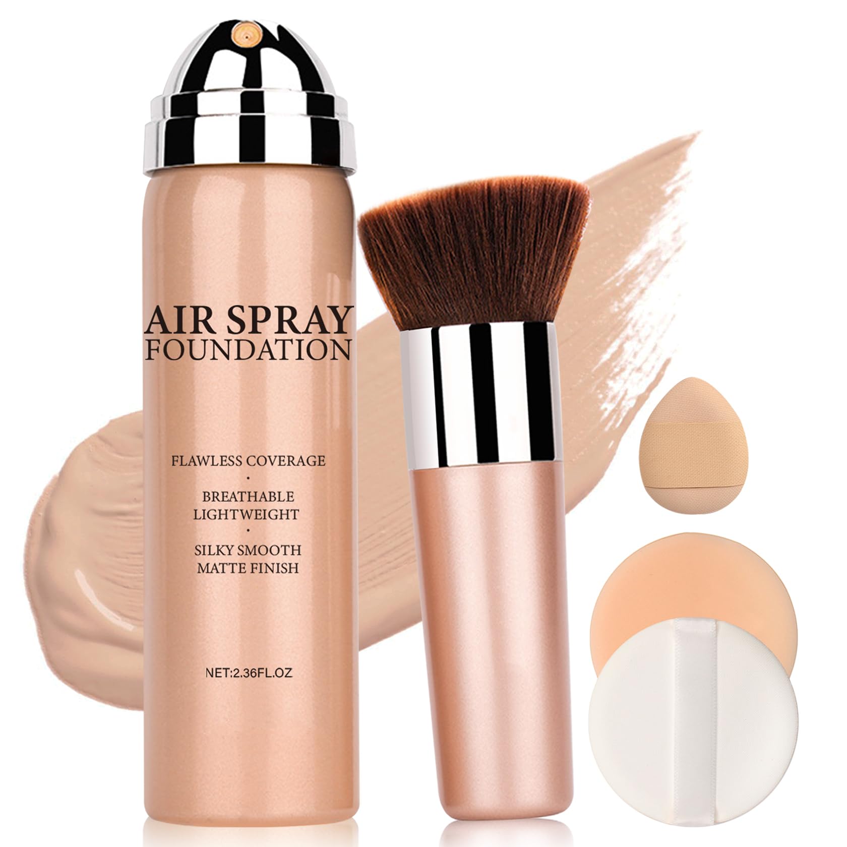 Air Brush Makeup Foundation and Makeup Primer for Face,Hydrates and Moisturizes,Buildable Coverage with Anti-aging Formula for Smooth Radiant Skin (01 Natural/Warm Porcelain)