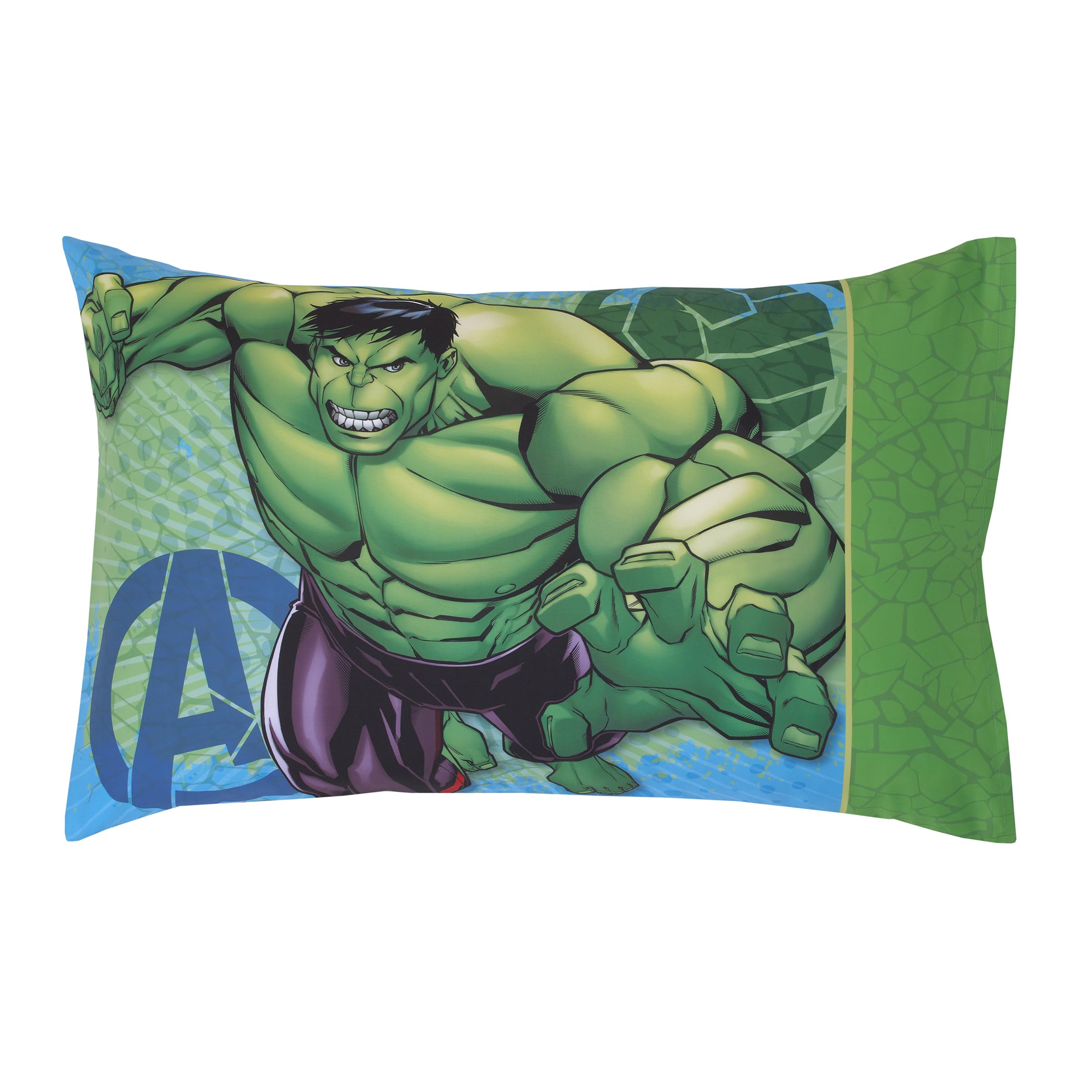 NoJo Marvel The Avengers I Am A Hero Blue, Green, Red, and Yellow 4 Piece Toddler Bed Set - Comforter, Fitted Bottom Sheet, Flat Top Sheet, and Reversible Pillowcase