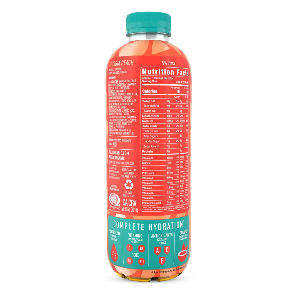 ROAR Complete Hydration Organic - Electrolyte Drinks Loaded with Vitamins C, B5, B12 - Non-GMO, Gluten-Free - Strawberry Lemonade - 12 pc