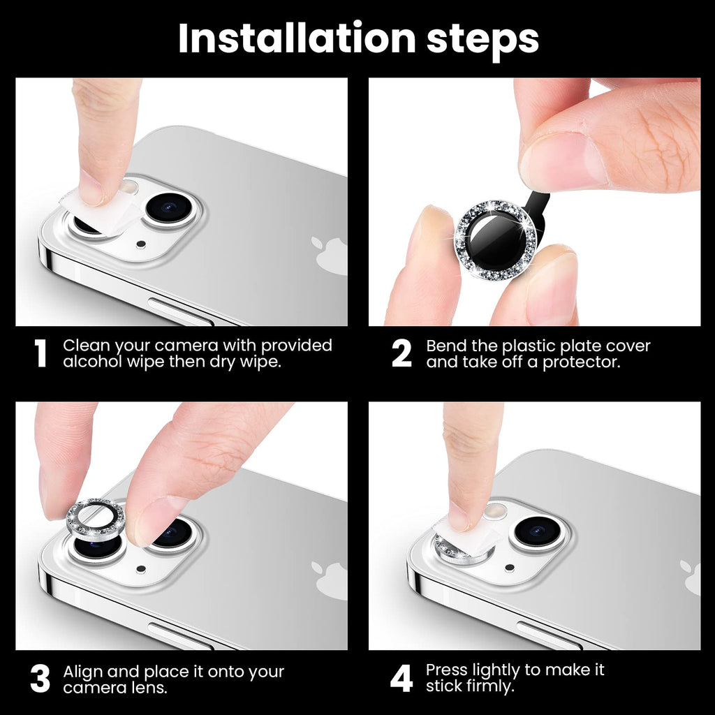 Tensea for iPhone 13 mini/iPhone 13 Camera Lens Protector, 9H Tempered Glass Camera Cover Screen Protector Metal Individual Ring for iPhone 13mini 5.4 inch /13 6.1 inch