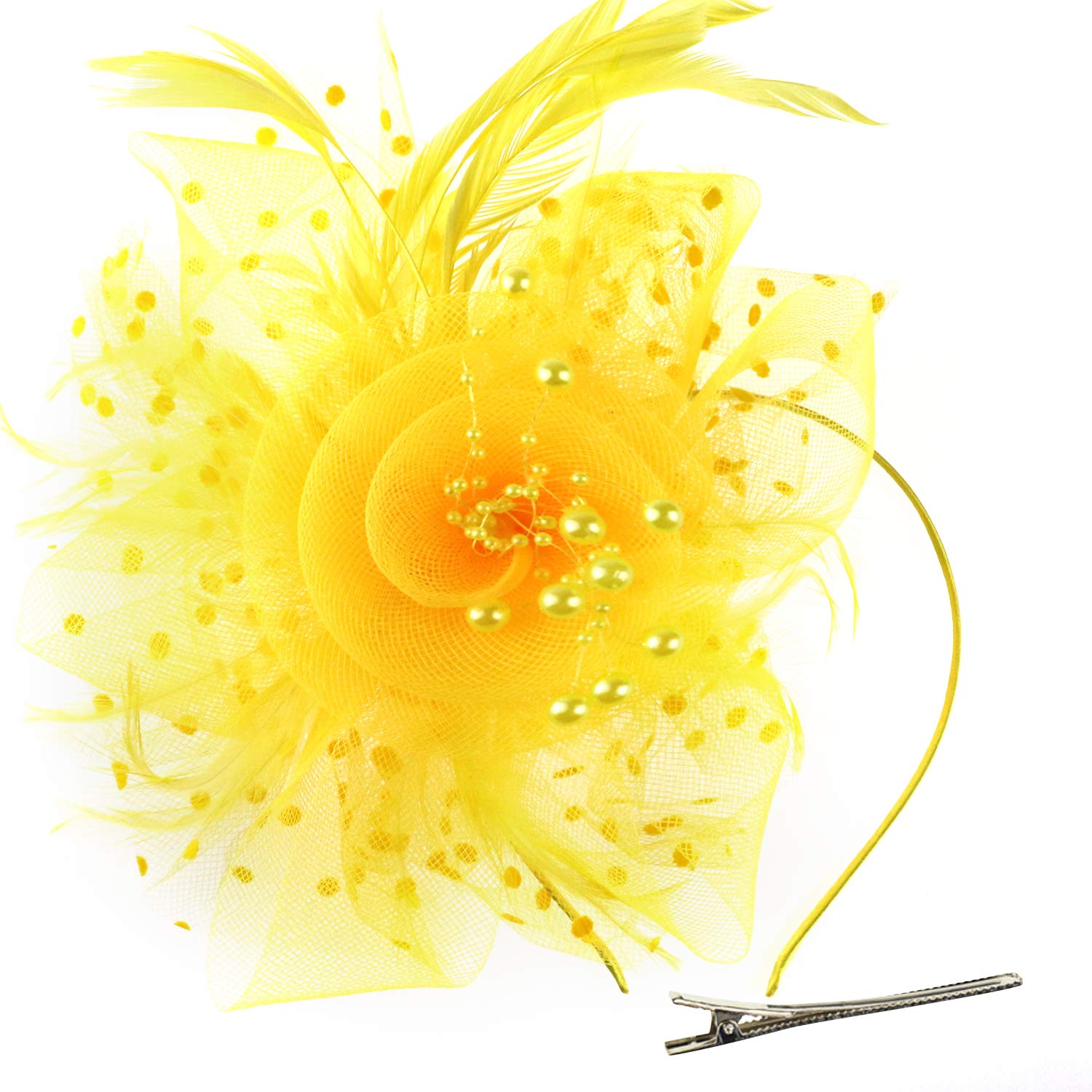 AQOKKA Women Fascinators Hats Flower Fascinators with Headband and Clip Tea Party Headwear for Women and Girls