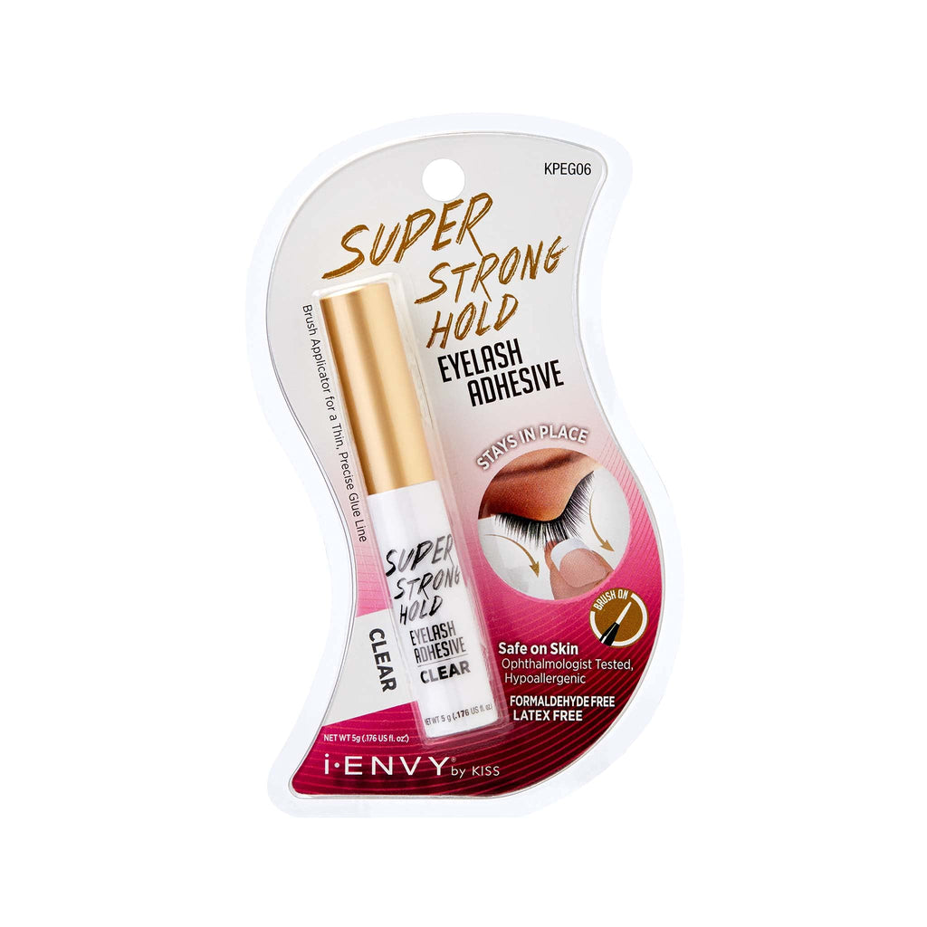 i-ENVY By KISS Super Strong Hold Eyelash Adhesive Waterproof, Long-Lasting Strip Lash Glue, Natural-Looking Allergy & Latex Free with Brush Applicator (Black, 3 Pack)