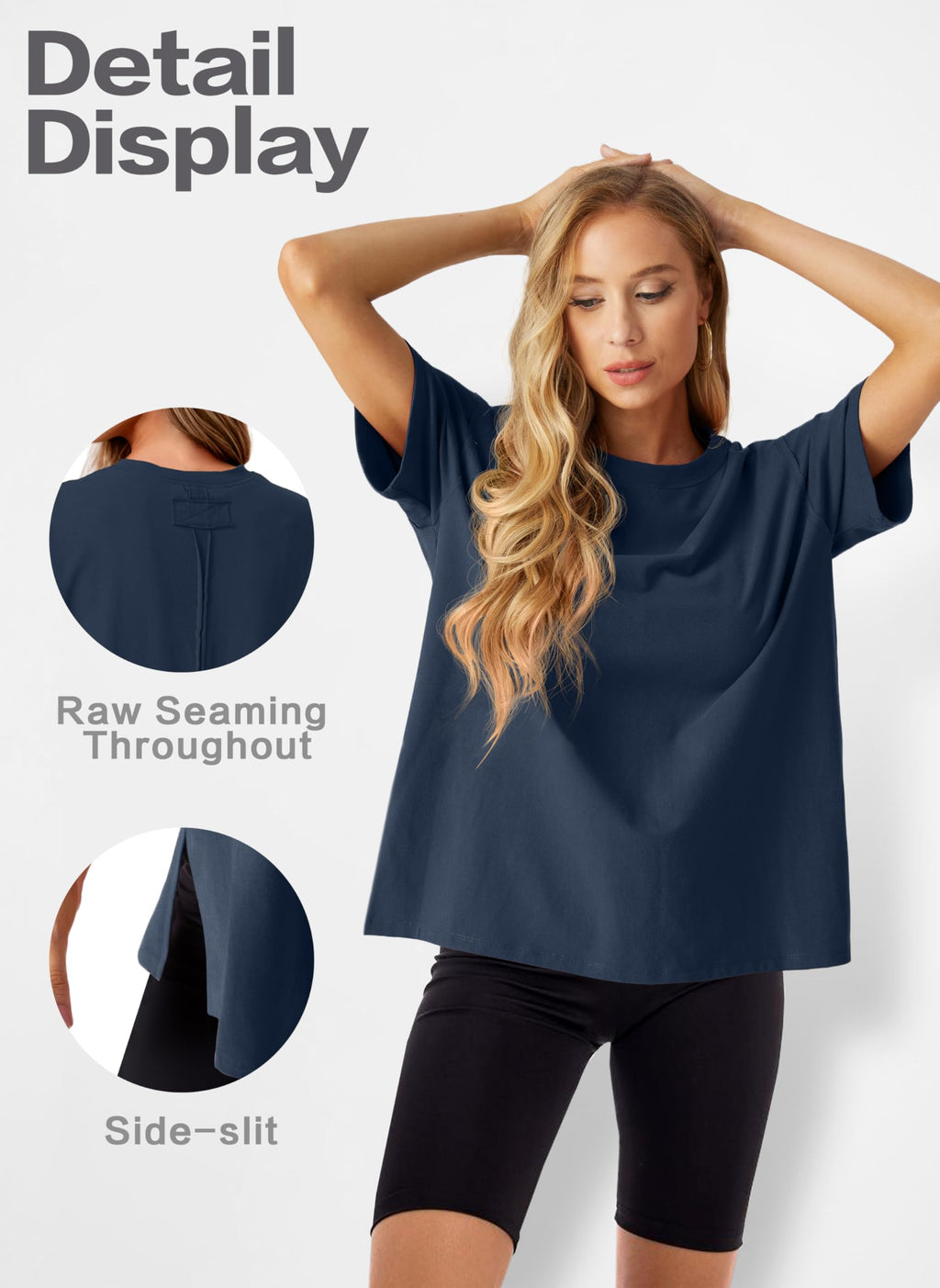Lepunuo Oversized T Shirts for Women Summer Tops 2024 Trendy Cotton Casual Loose Fit Short Sleeve Side Slit Tee Shirts