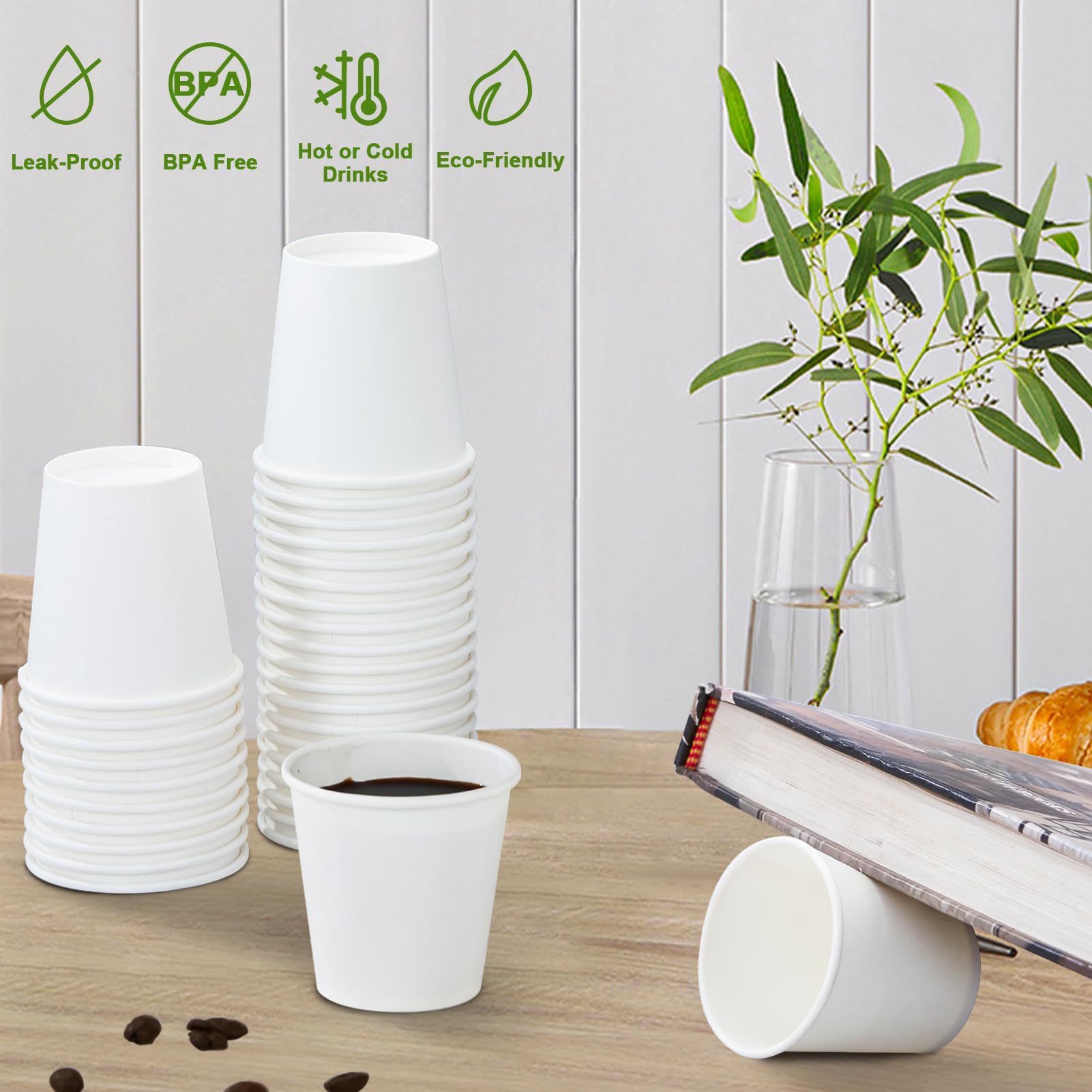 SIUQ 1200 Pack 3 oz Paper Cups, Small Disposable Bathroom Mouthwash Cups, Mini White Paper Espresso Cups 3 Ounce for Parties, Bathroom, Picnics, Travel and Events