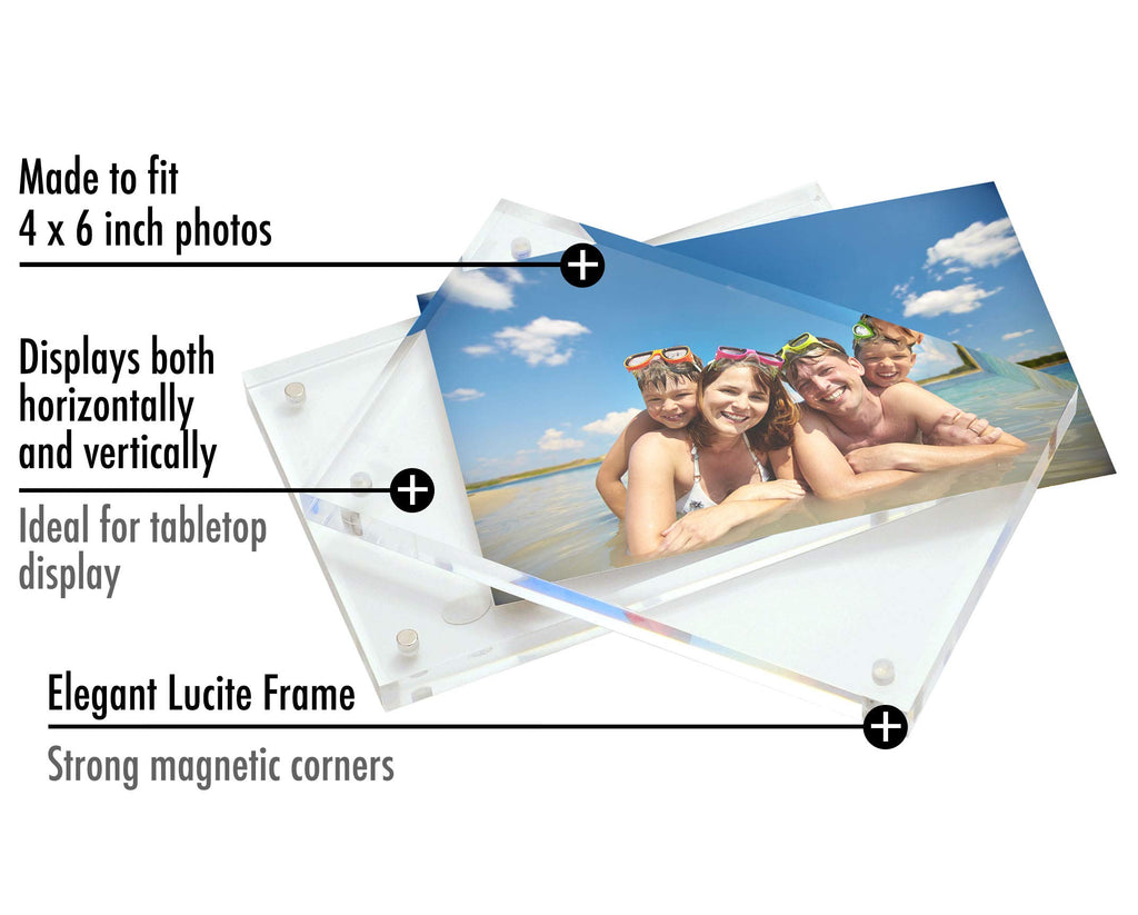 Americanflat 3.5x5 Acrylic Picture Frame - Double Sided Frames with Magnetic Corners - Transparent Acrylic Frames for Desk or Tabletop Display - 3.5x5 Picture Frame with Microfiber Cloth Included