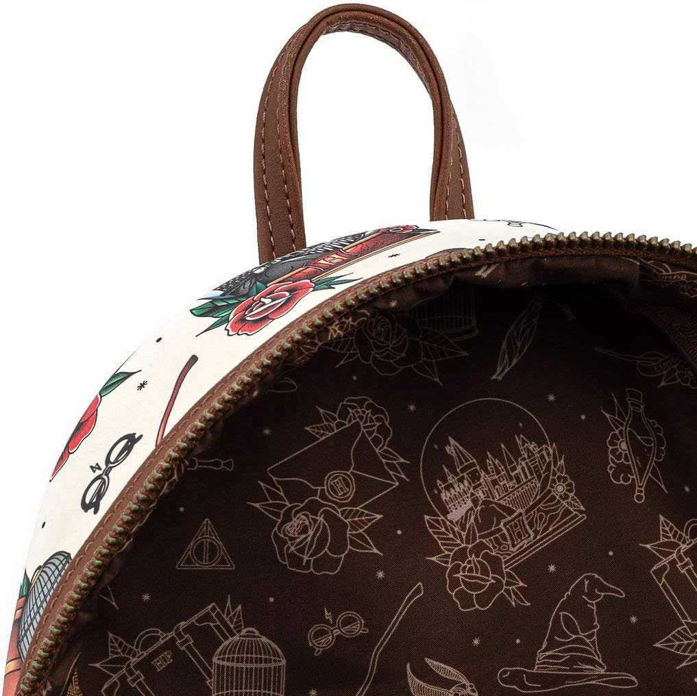 Loungefly Harry Potter Tattoo Art Cream Color Womens Double Strap Shoulder Bag Purse