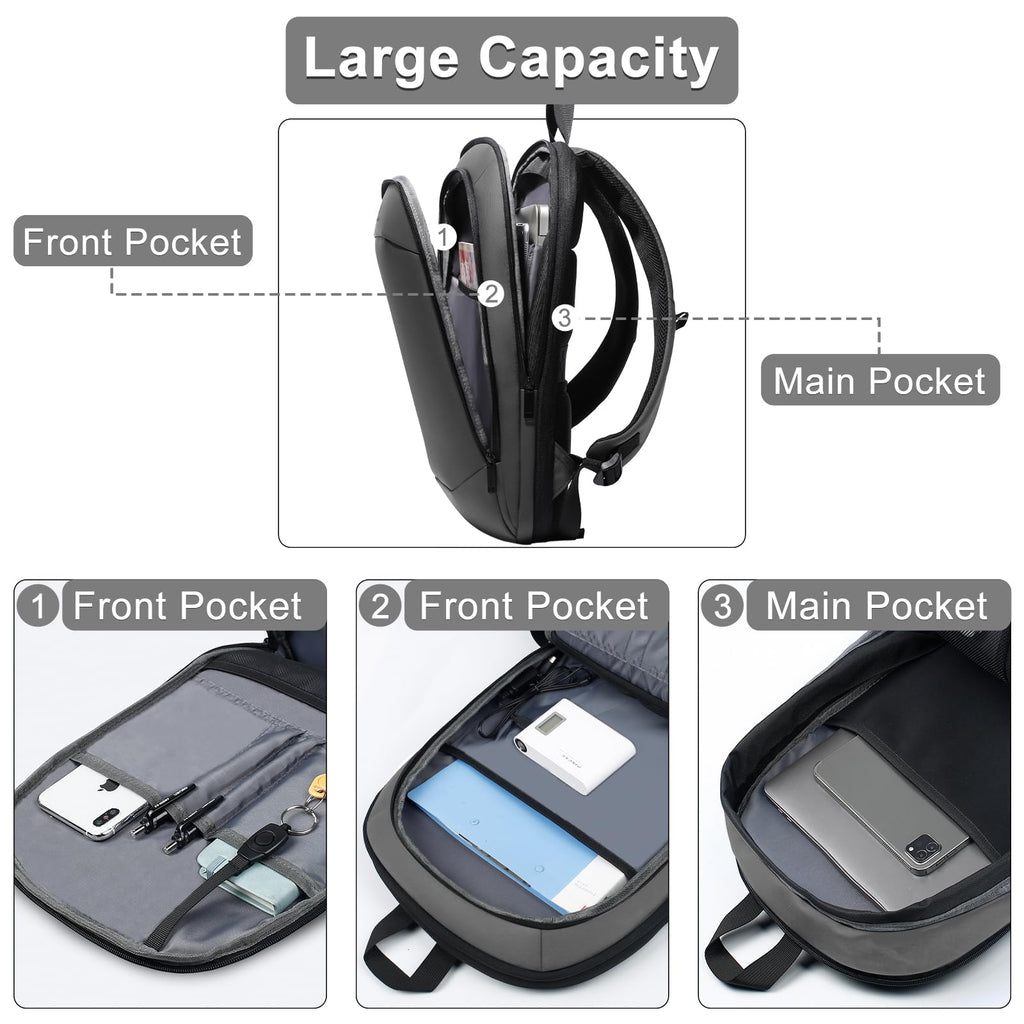 hk Business Backpack for Men 15.6 Inch,Slim & Expandable Waterproof Travel Laptop Backpack, Anti-Theft Lightweight Work Computer Bag, College Laptop Backpacks Gifts for Men Women-Black