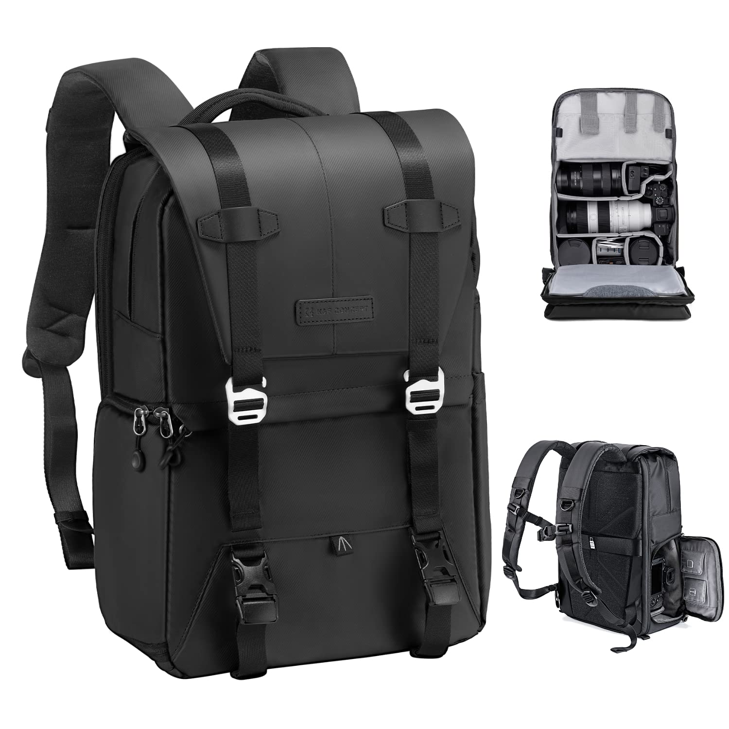 K&F CONCEPT Camera Backpack, Camera Bags for Photographers Dslr Cameras Compatible for Canon Nikon Sony DJI Mavic Drone, 20L Large Capacity Bag Cover 15.6 Inch Laptop Camera Cases with Raincover