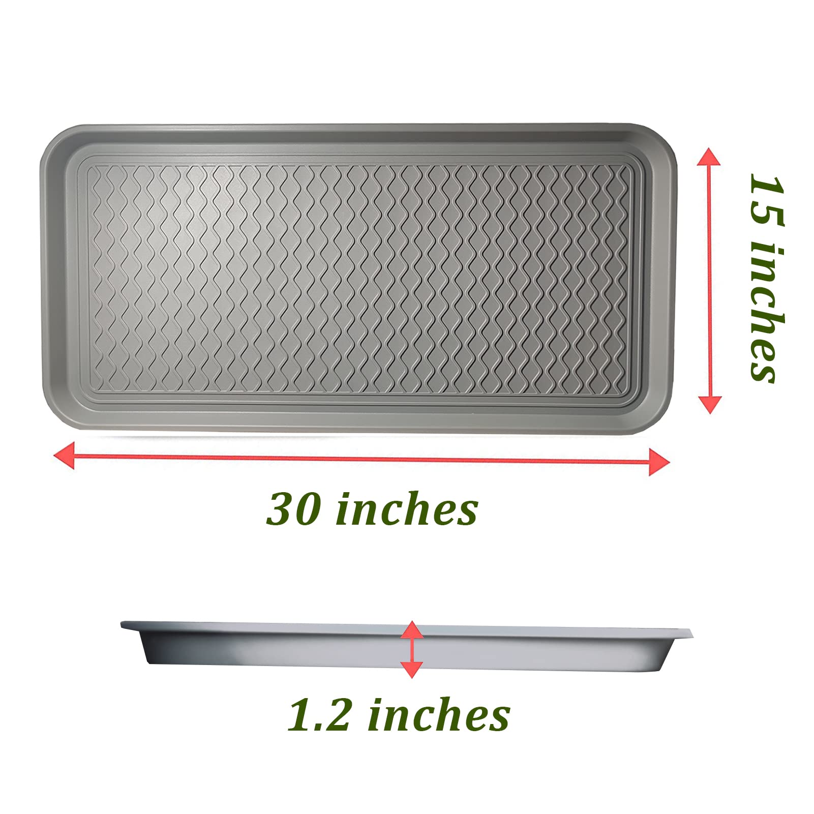 2 Pack Large Multifunctional Tray Mat Washable Indoor or Outdoor Tray Mat for Shoes Boots Plants Pots Paint Tins Pet Bowls Car Storage, 30 x 15 x 1.2 Inches
