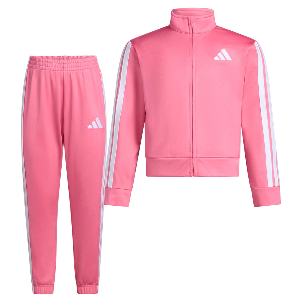 adidas Little Girl's Zip Front Classic Tricot Jacket and Joggers Set